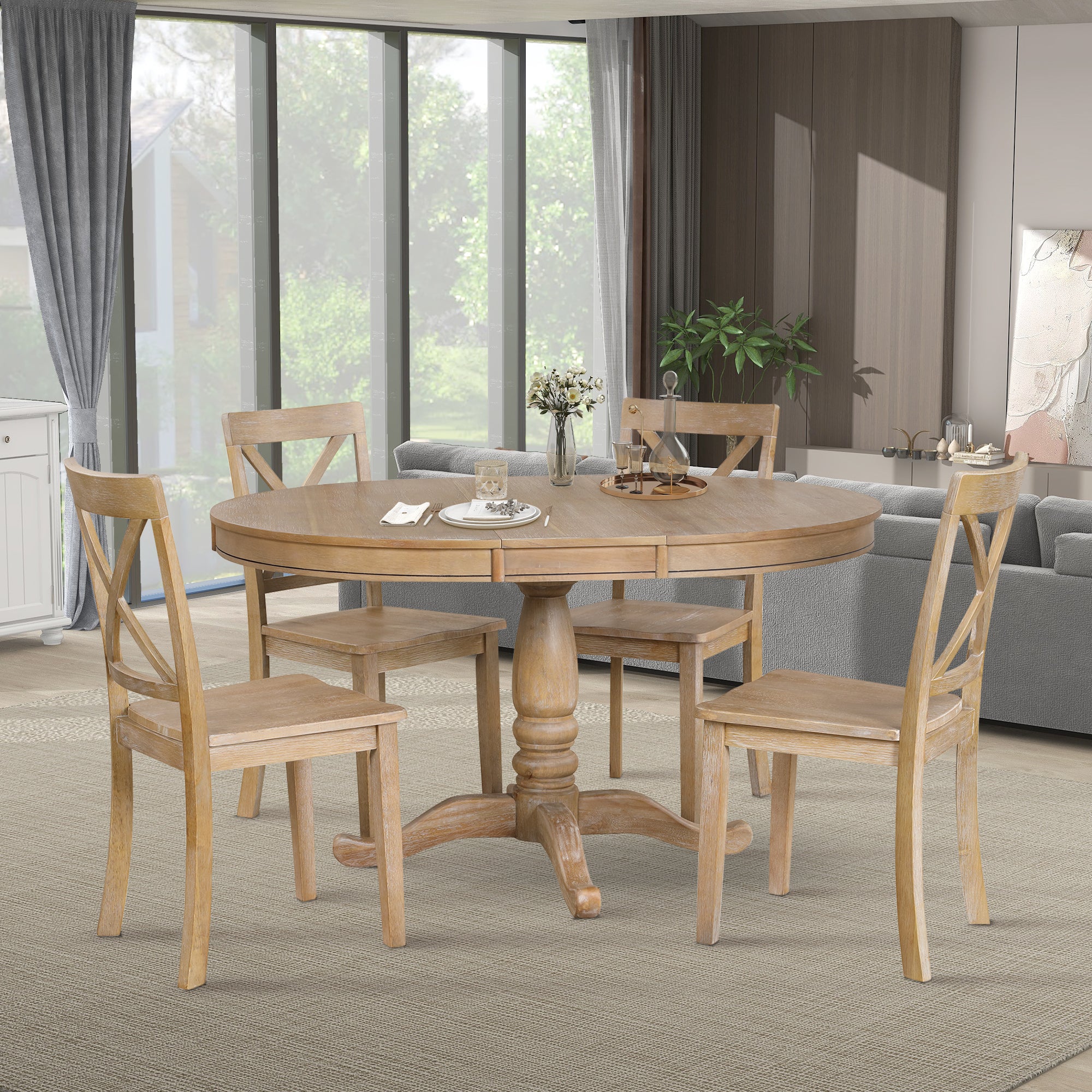 5 Piece Kitchen Table Set for Dining Room ( 4 Chairs + 1 Round Table)