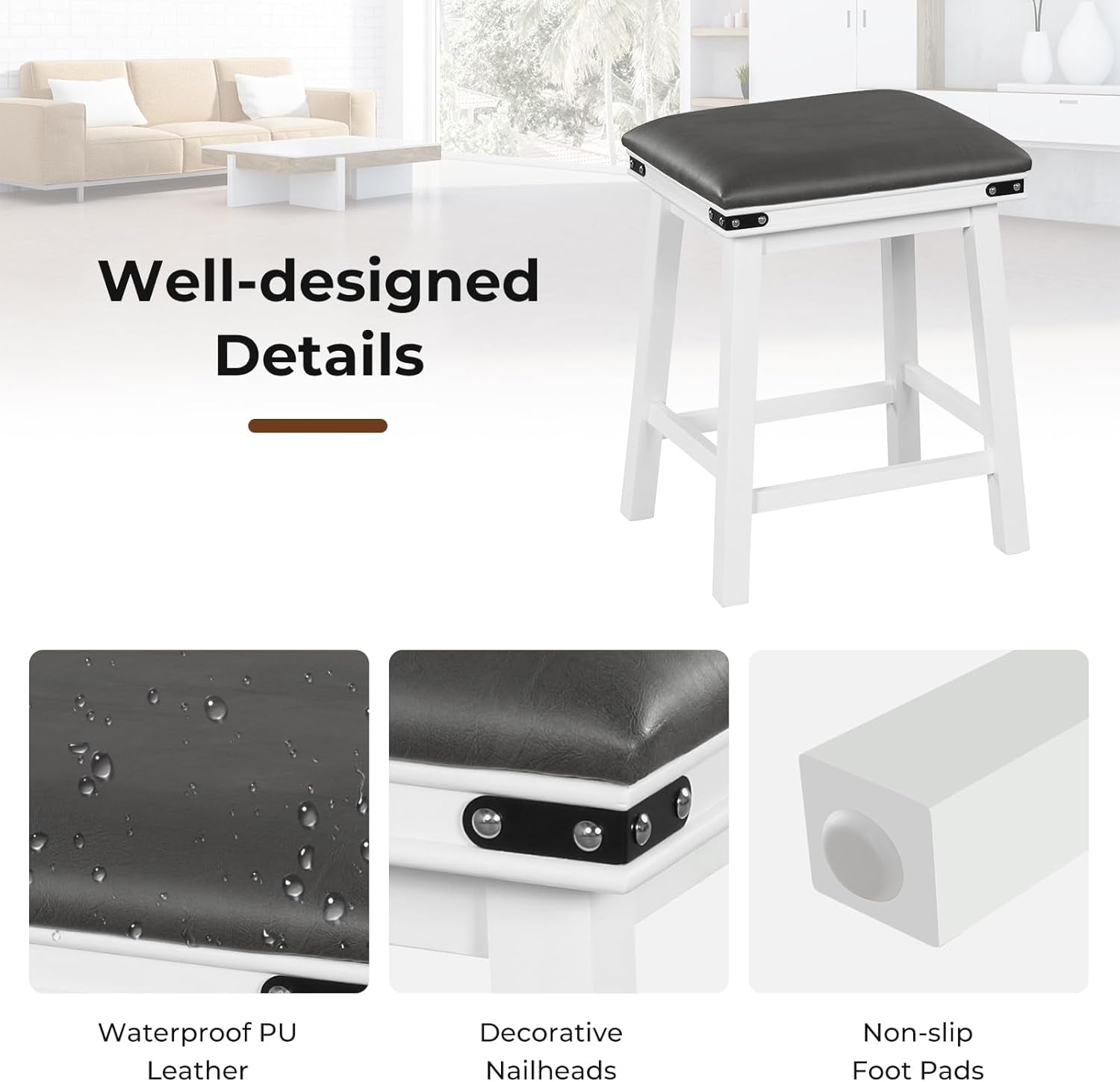 24 Inch Counter Height Bar Stools Set of Two