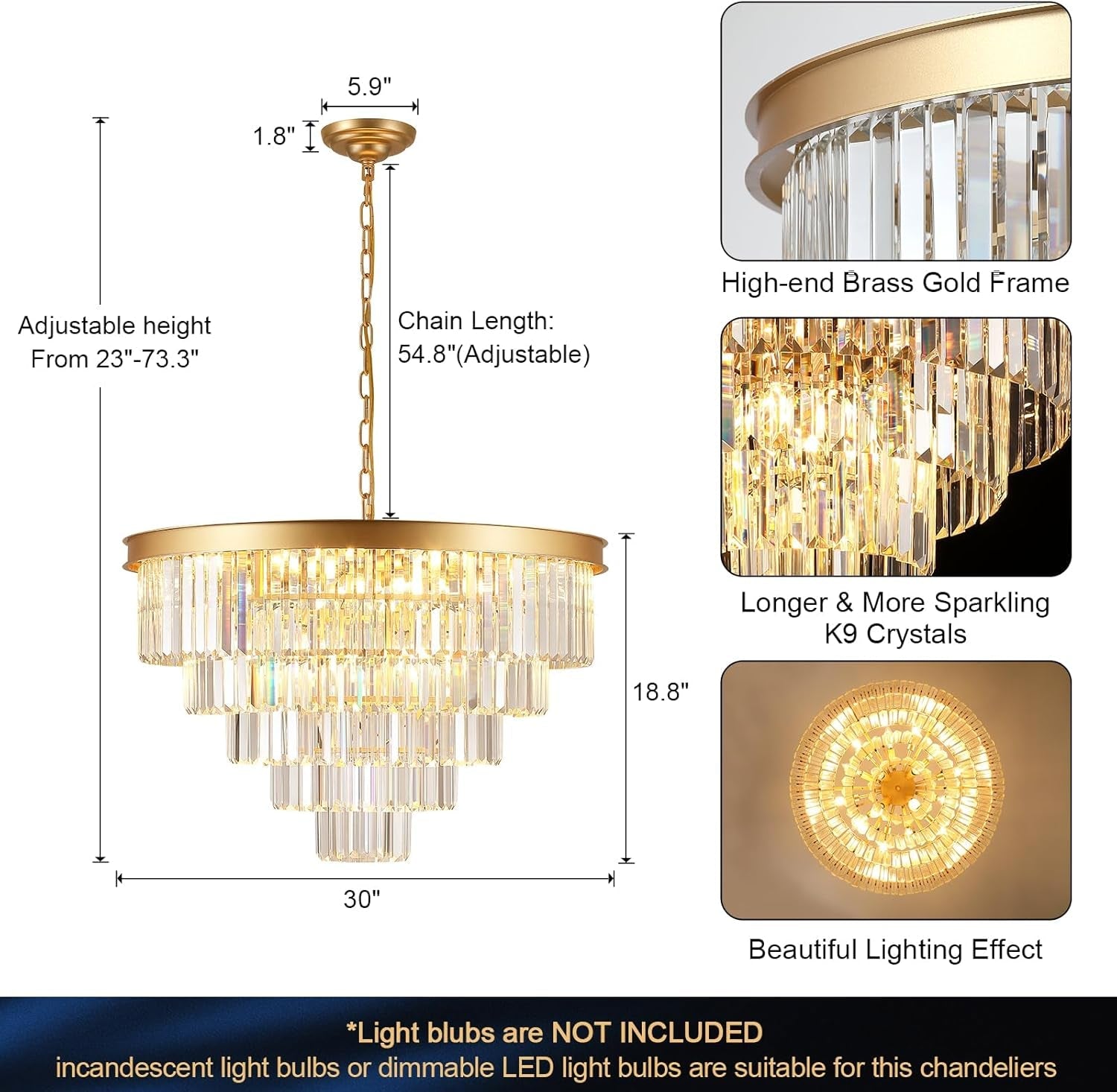Large Gold Elegant Crystal Chandelier For Hallways-1
