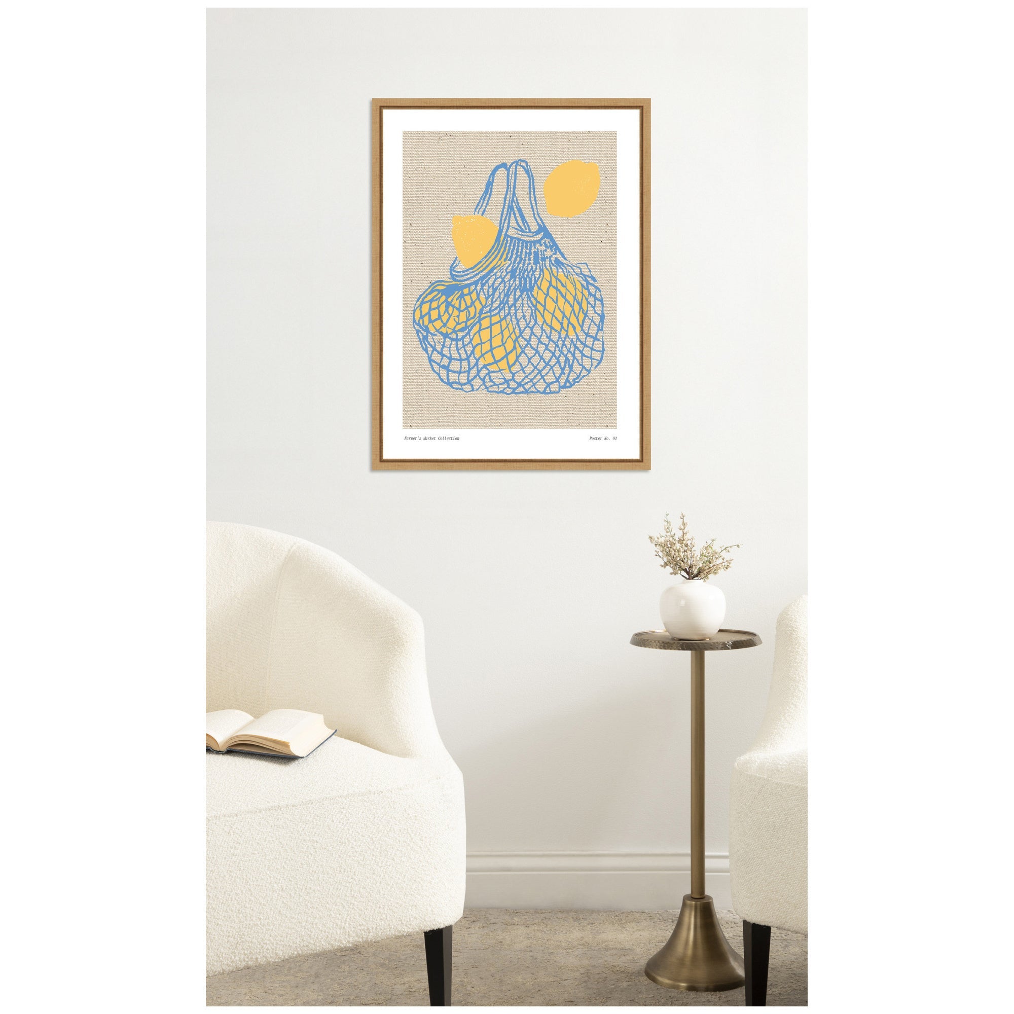 Fruit Farmers Market Print No 1 Lemons by The Creative Bunch Studio Framed Canvas Wall Art Print