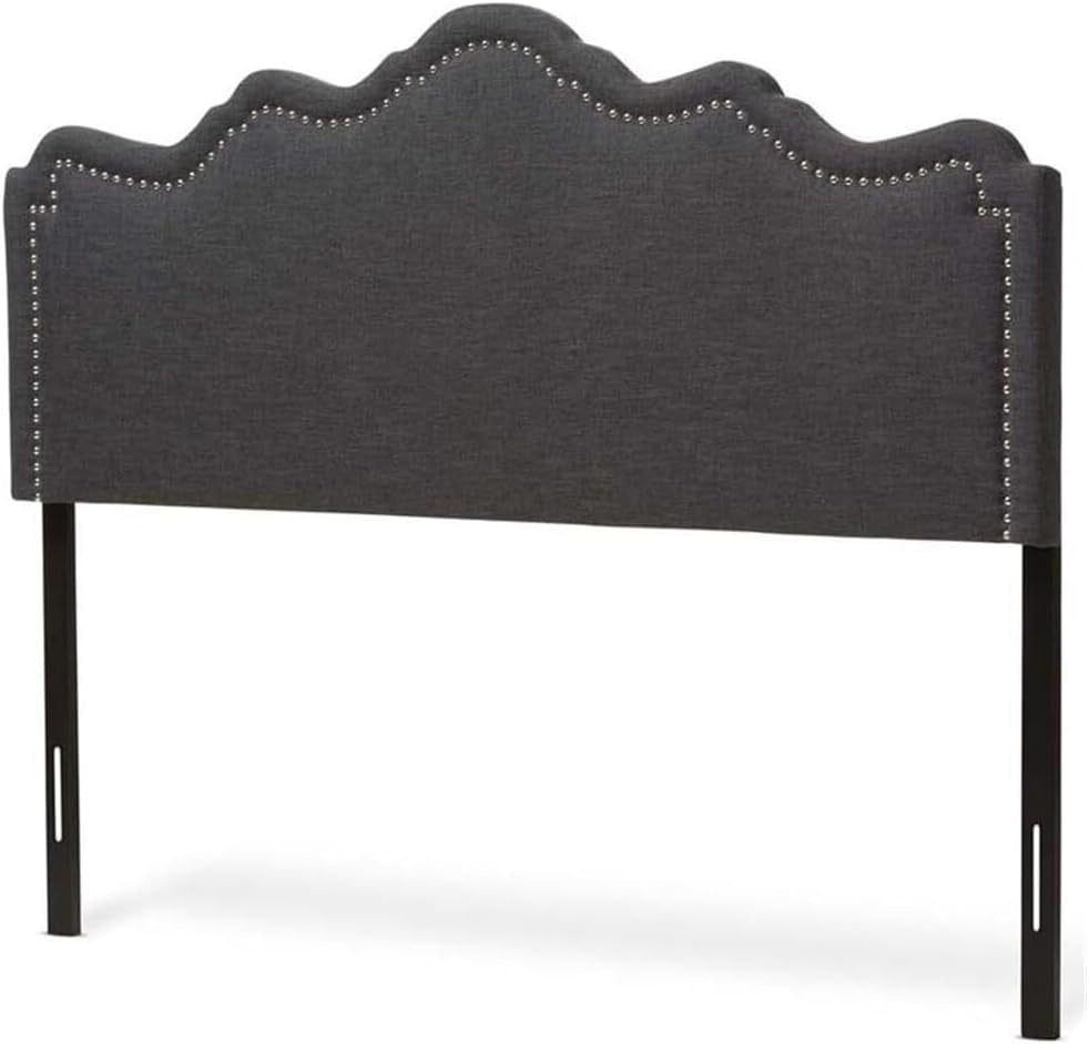 Elegant Upholstered Dark Gray Queen Headboard for Bedrooms