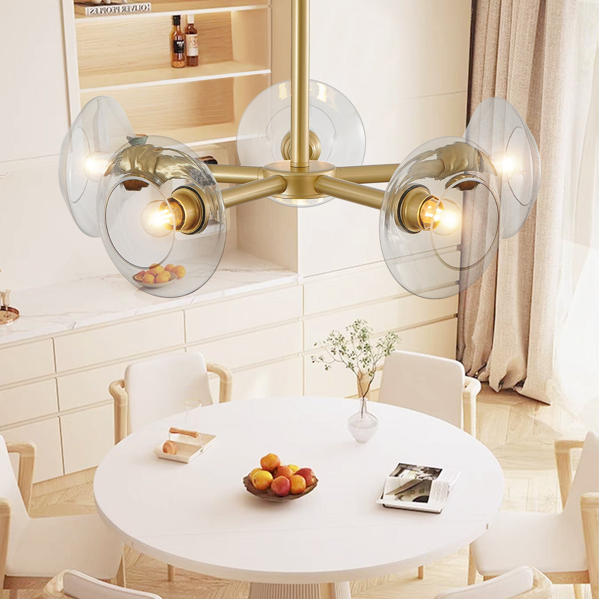 26" Modern Gold 5-Light Sputnik Chandelier