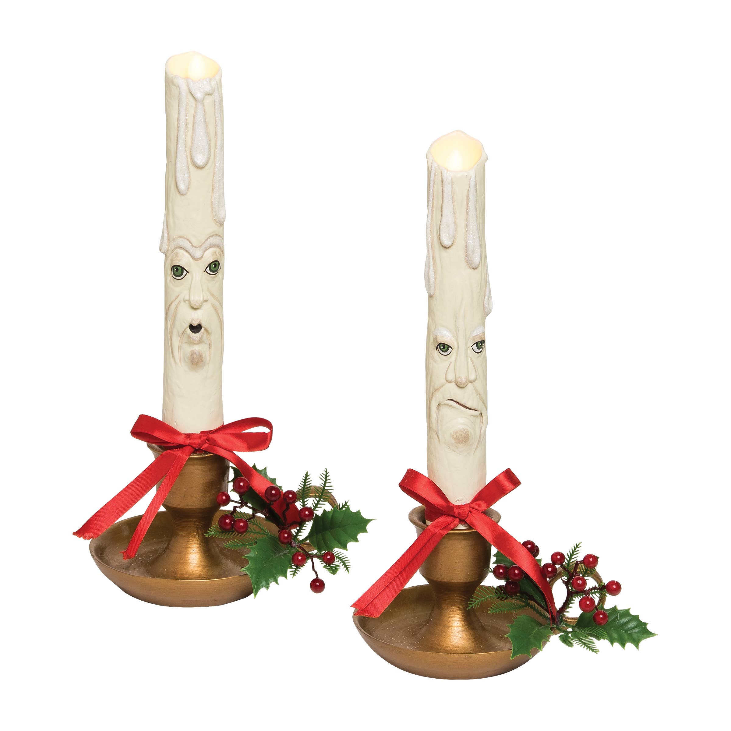 Christmas Jingle & Jangle Gathered Traditions LED Candlestick Set 2-0