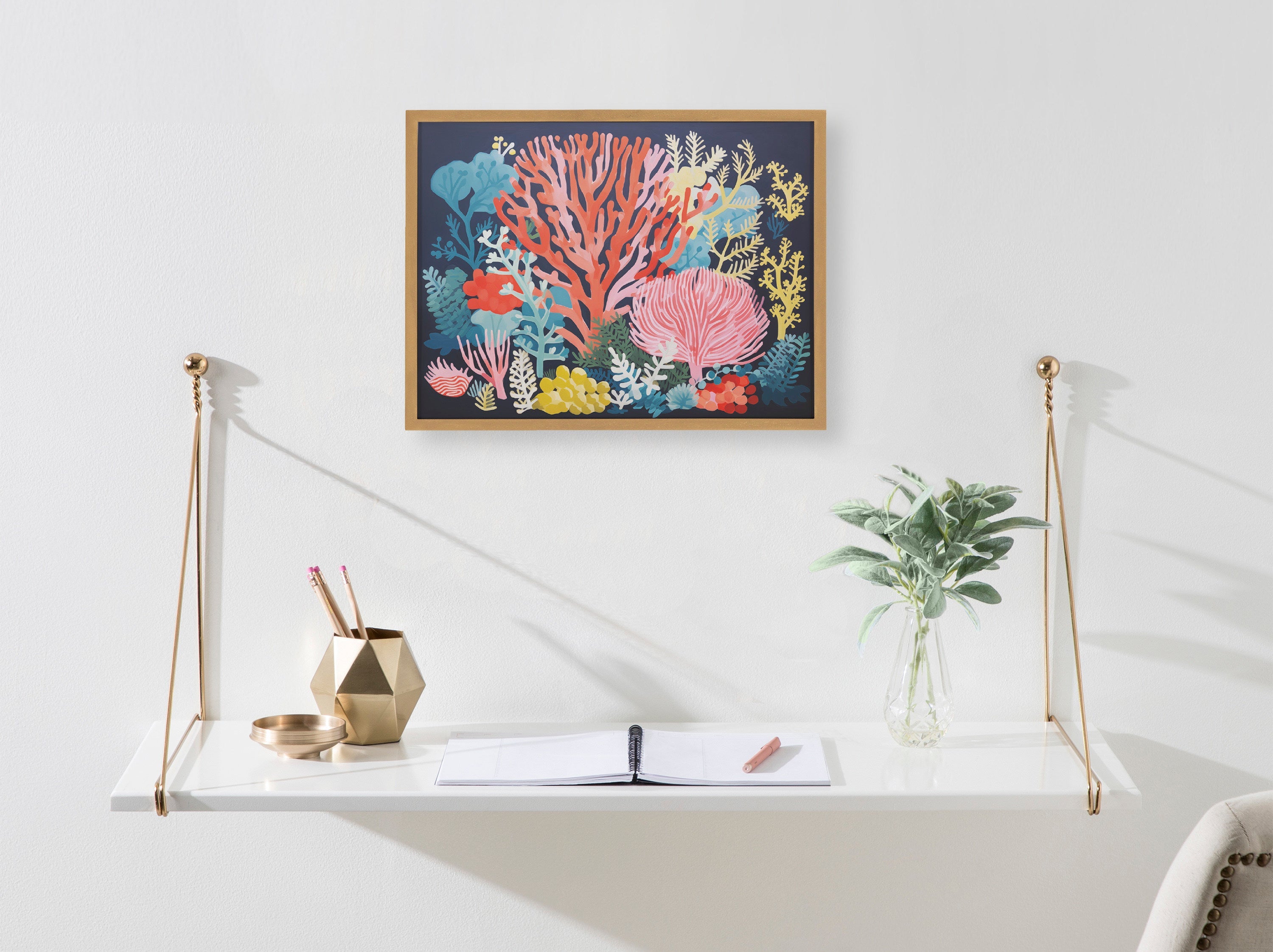 Gallery Bright Coral Underwater Ocean Print by The Creative Bunch Studio