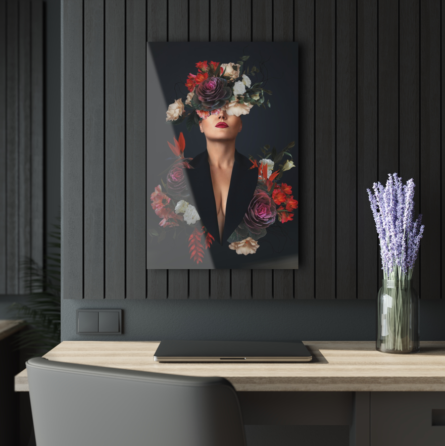 Tempered glass wall art - Girl in a black jacket-3