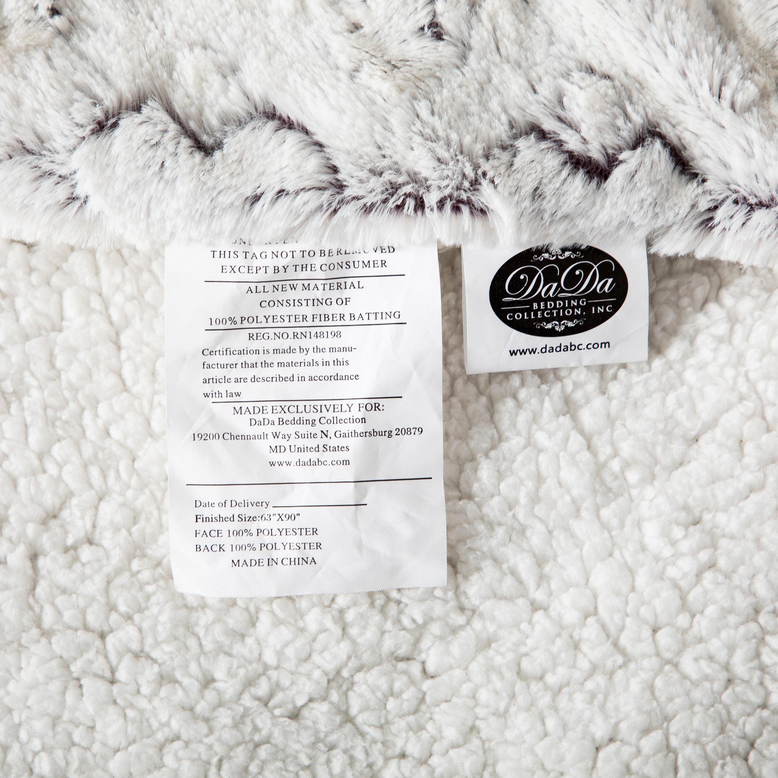DaDa Bedding Luxury Dreamy Milky White & Purple Sherpa Backside Faux Fur Throw Blanket (M3395)