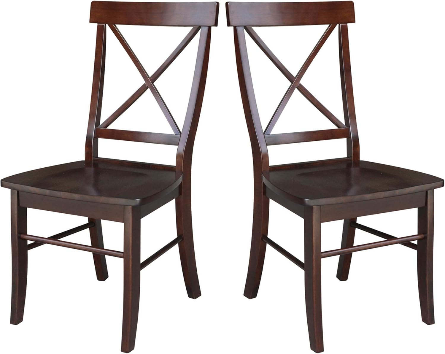 X Back Dining Chair In Java Finish With Solid Wood Seat