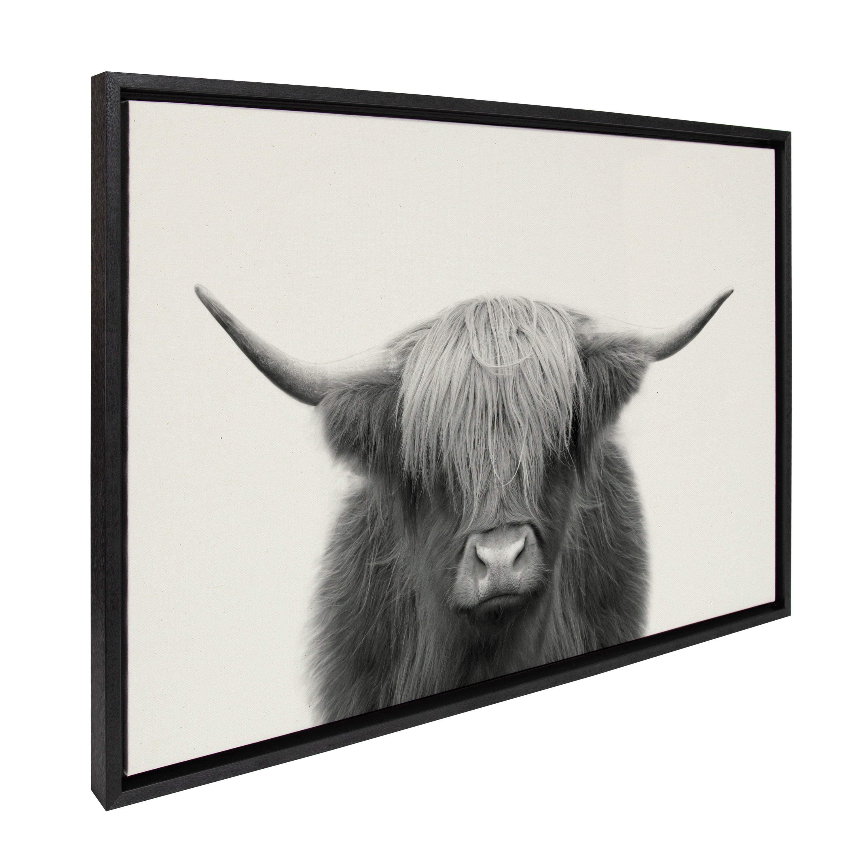 Sylvie Hey Dude Highland Cow Framed Linen Canvas by The Creative Bunch Studio