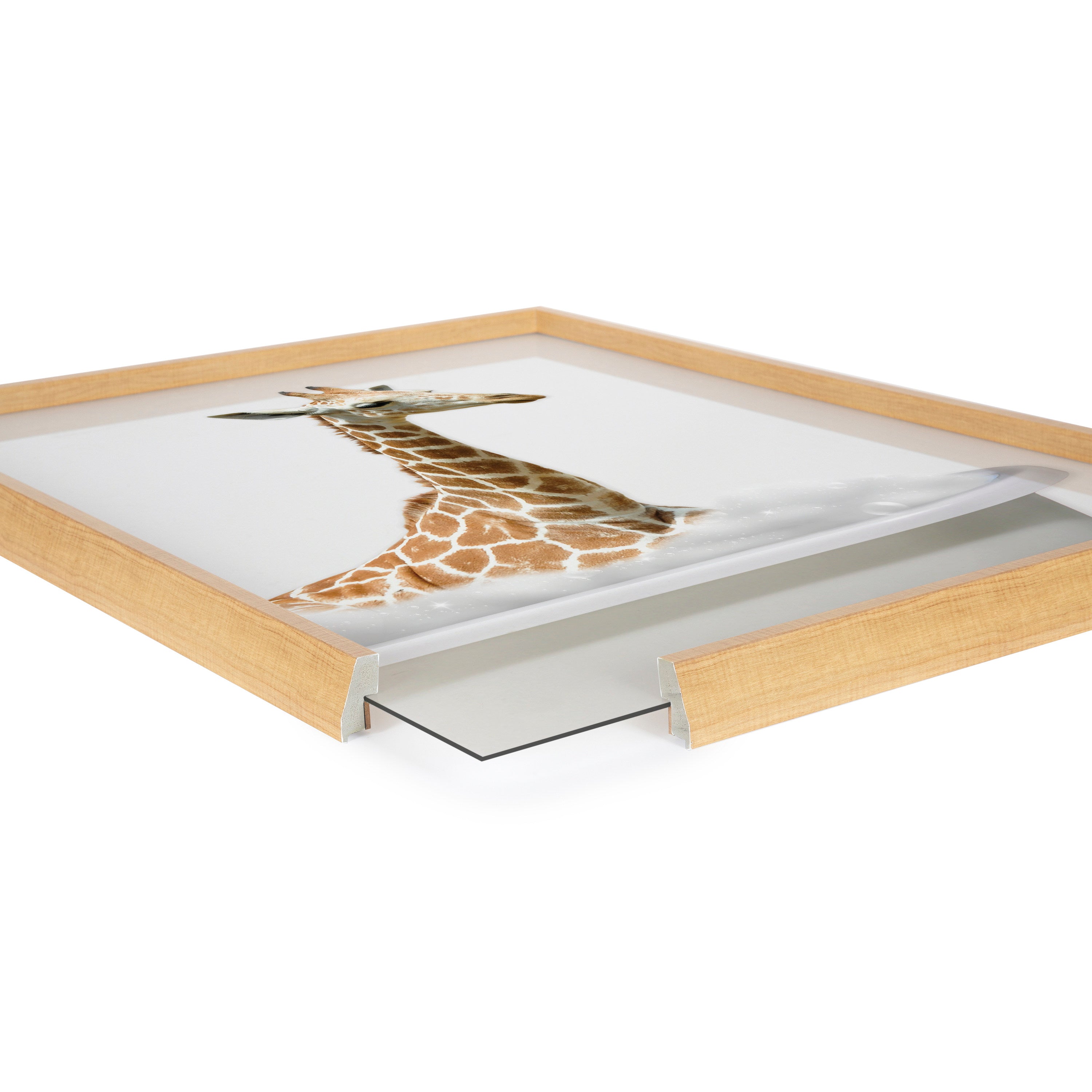 Blake Bathroom Bubble Bath Giraffe Framed Printed Glass by The Creative Bunch Studio