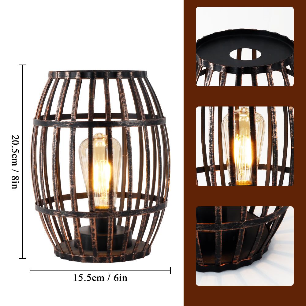 8"H Cordless Metal Wine Barrel Lamp with 6-Hour Timer-2