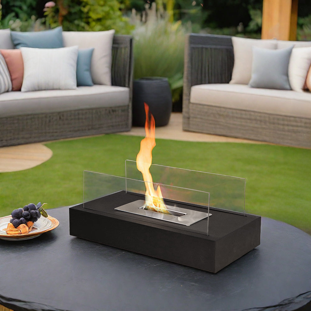 Square Tabletop Fire Bowl Pot with Two-Sided Glass-4