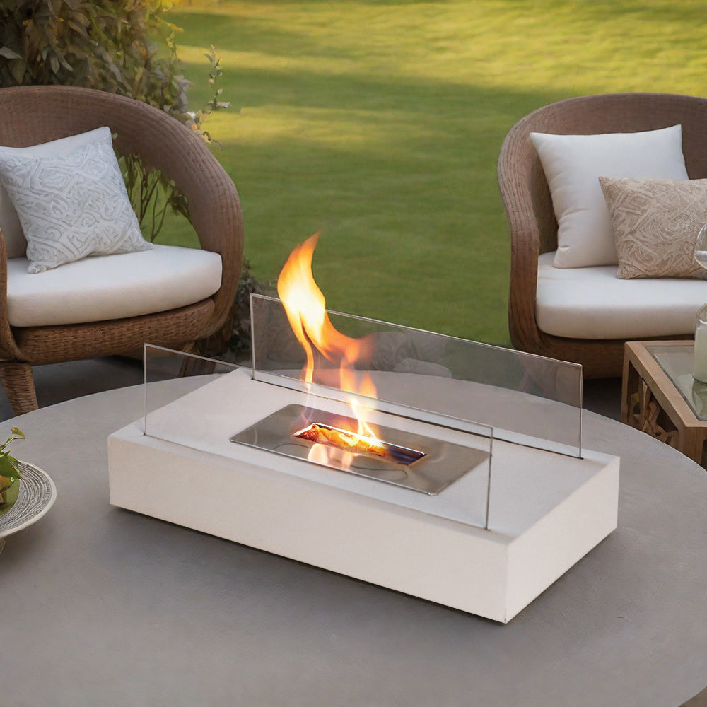 Square Tabletop Fire Bowl Pot with Two-Sided Glass-5