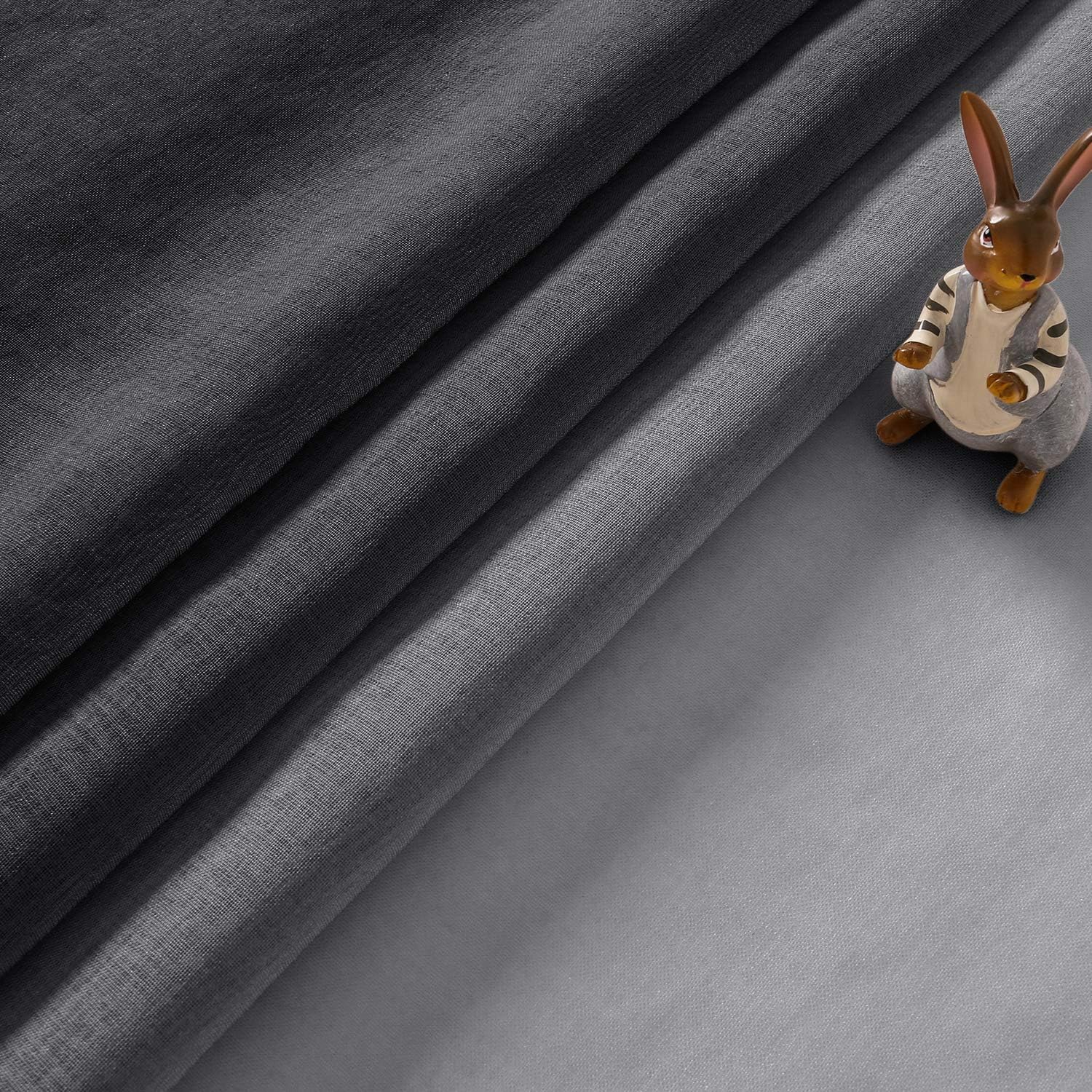 Custom Curtains: Faux Linen Ombre Sheer Curtains, Set of 2 Panels-4