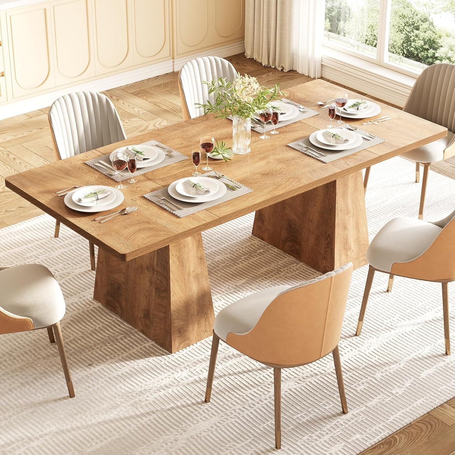 Oak Dining Table For 6 With Scratch Resistant Coating