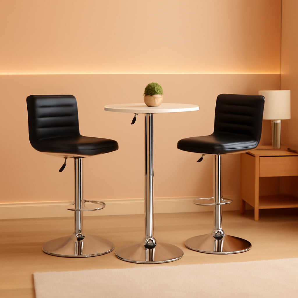 PU Leather Adjustable Bar Stools Set Of 2 Modern Style