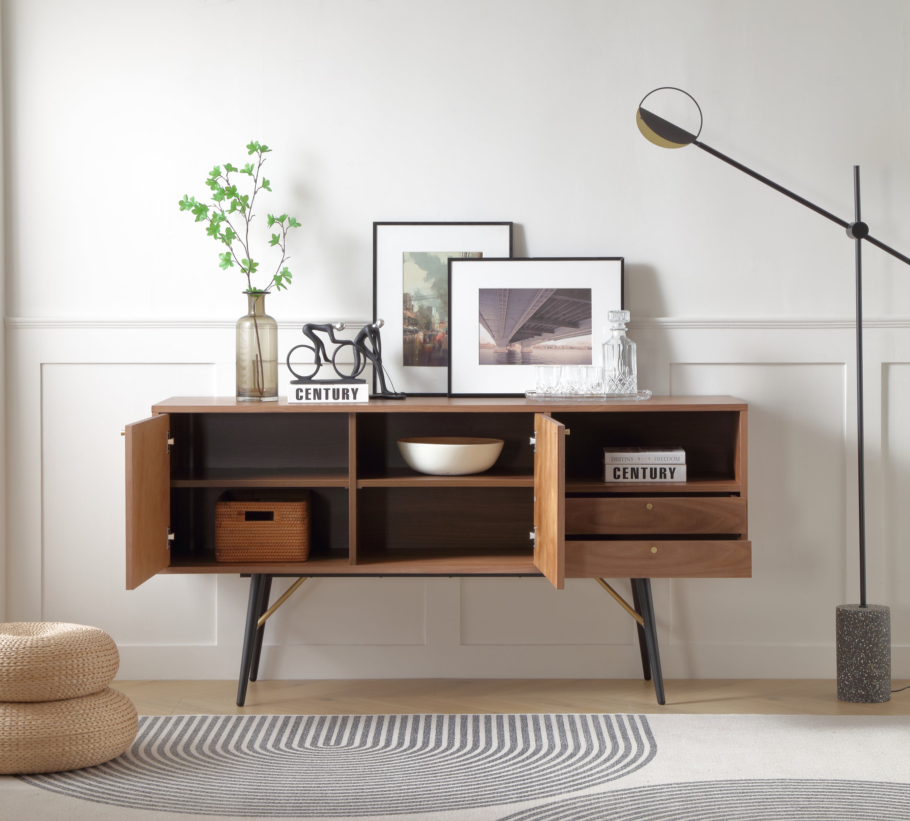 Modern Sideboard TV Stand with 2 Door and 2 drawers-3