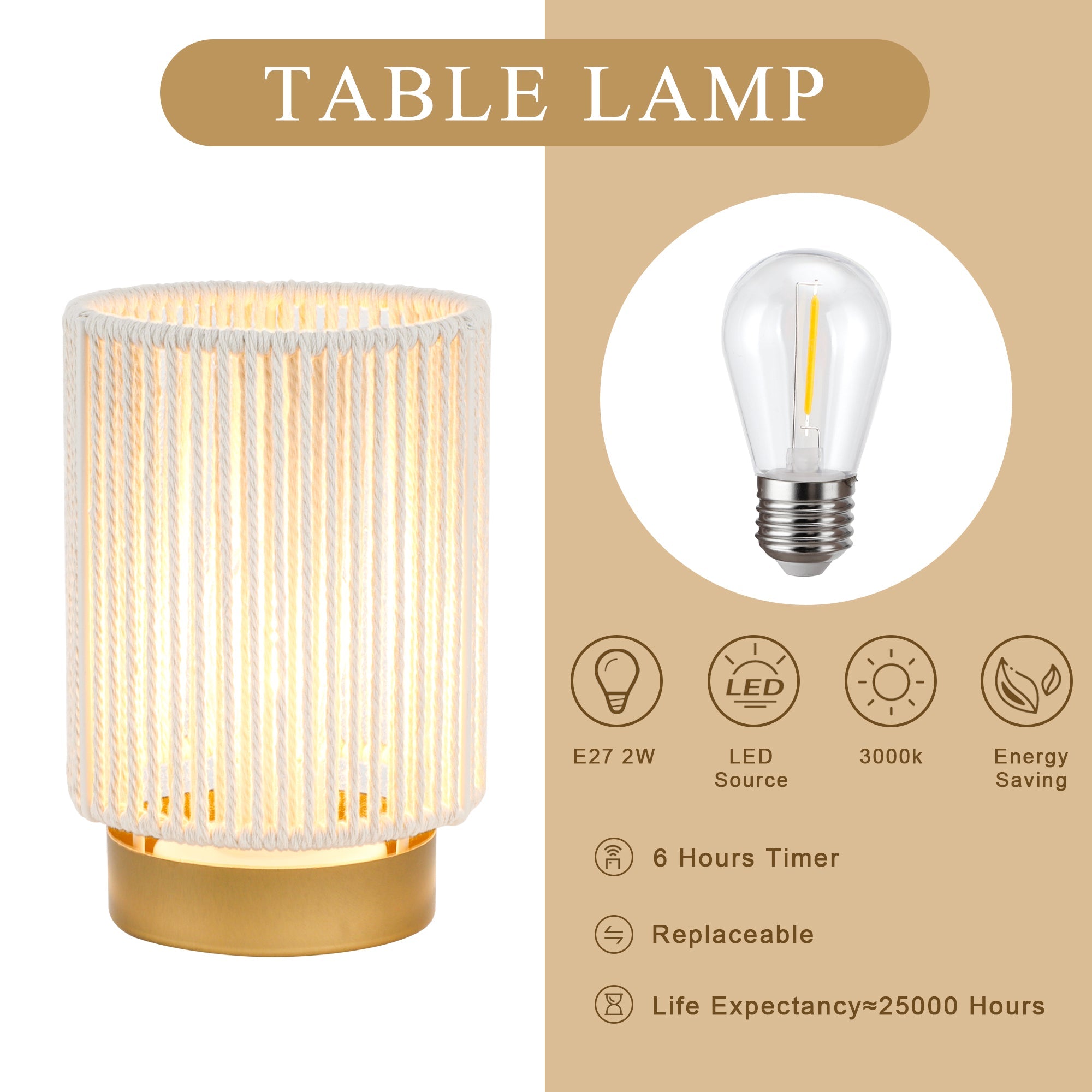 6.5" Tall Battery Operated Lamp with 6 Hours Timer-3