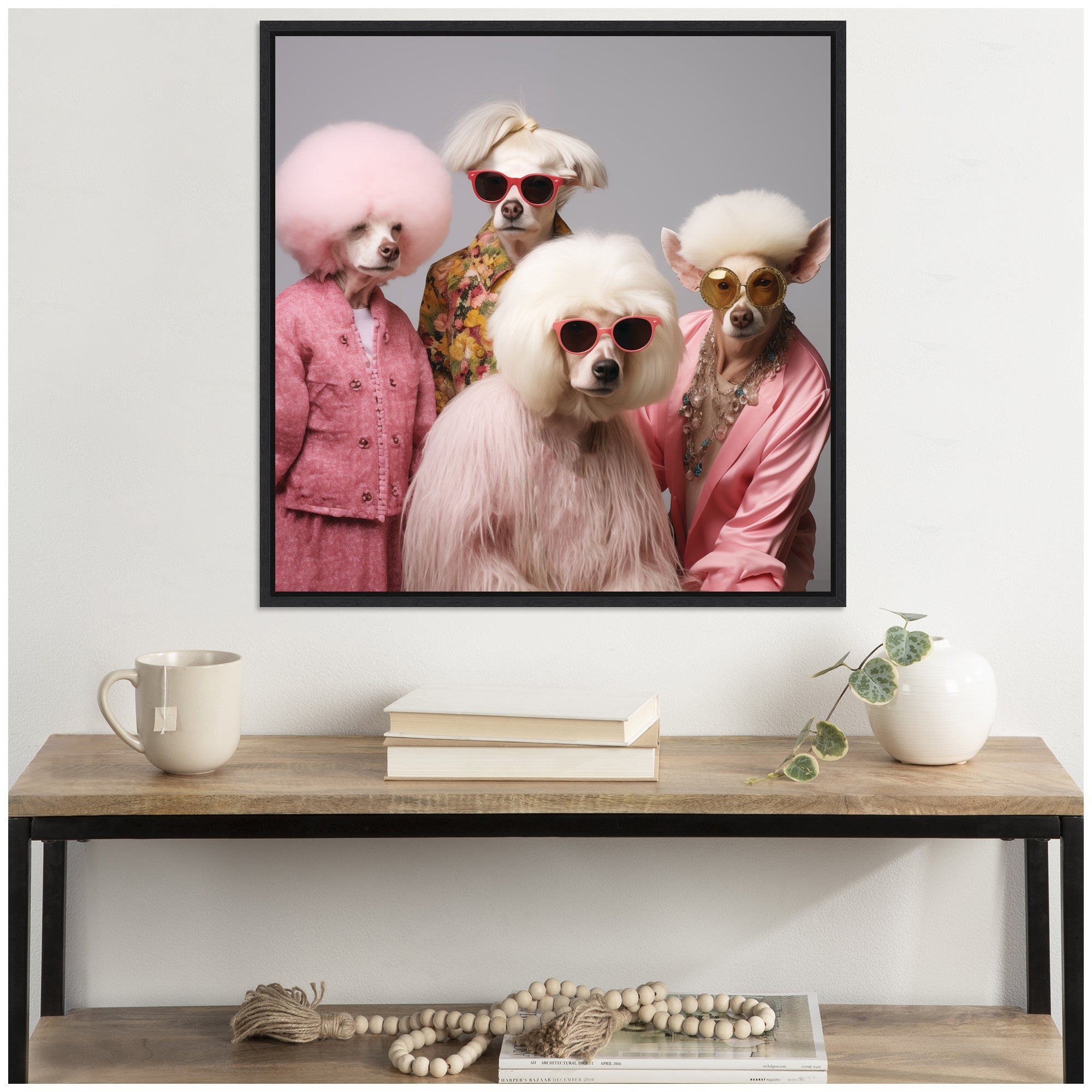 Sylvie Golden Lady Dogs Framed Canvas by The Creative Bunch Studio