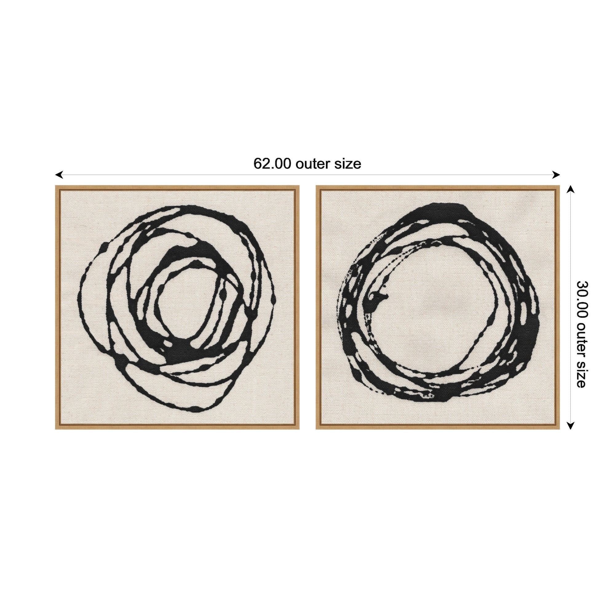 Sylvie Flowing Circle Abstracts - 2 Piece Framed Canvas Art Set by The Creative Bunch Studio