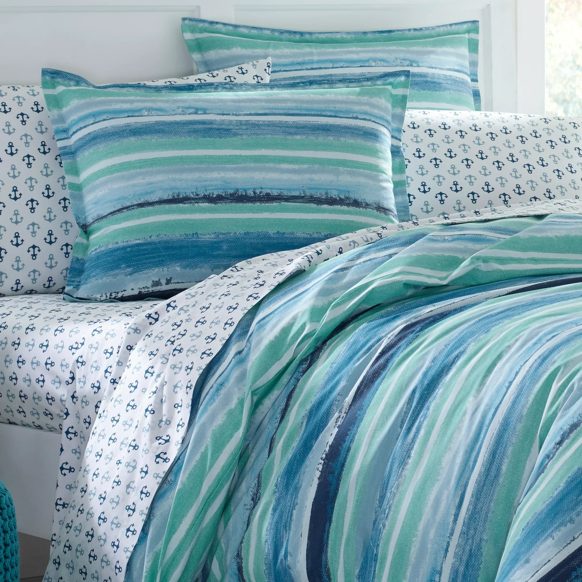 Poppy and Fritz Alex Bedding Collection Stripes Duvet Cover Set, Twin