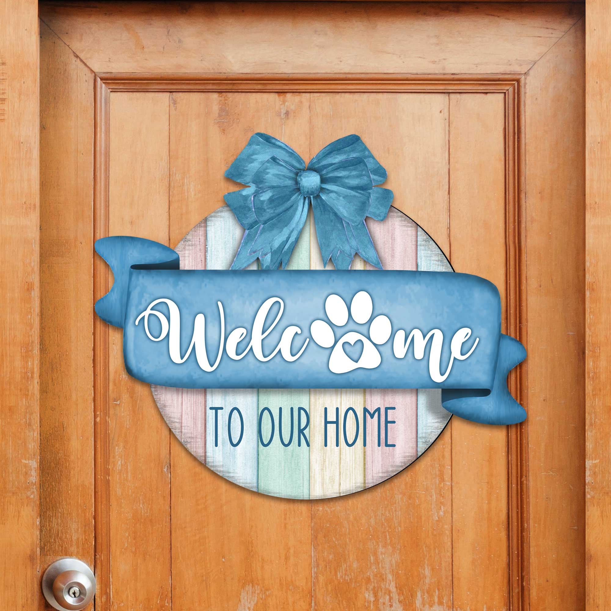 Front door welcome sign | Dog lover porch wreath | Main entrance Welcome sign| Wooden front porch decor - 933102H-3