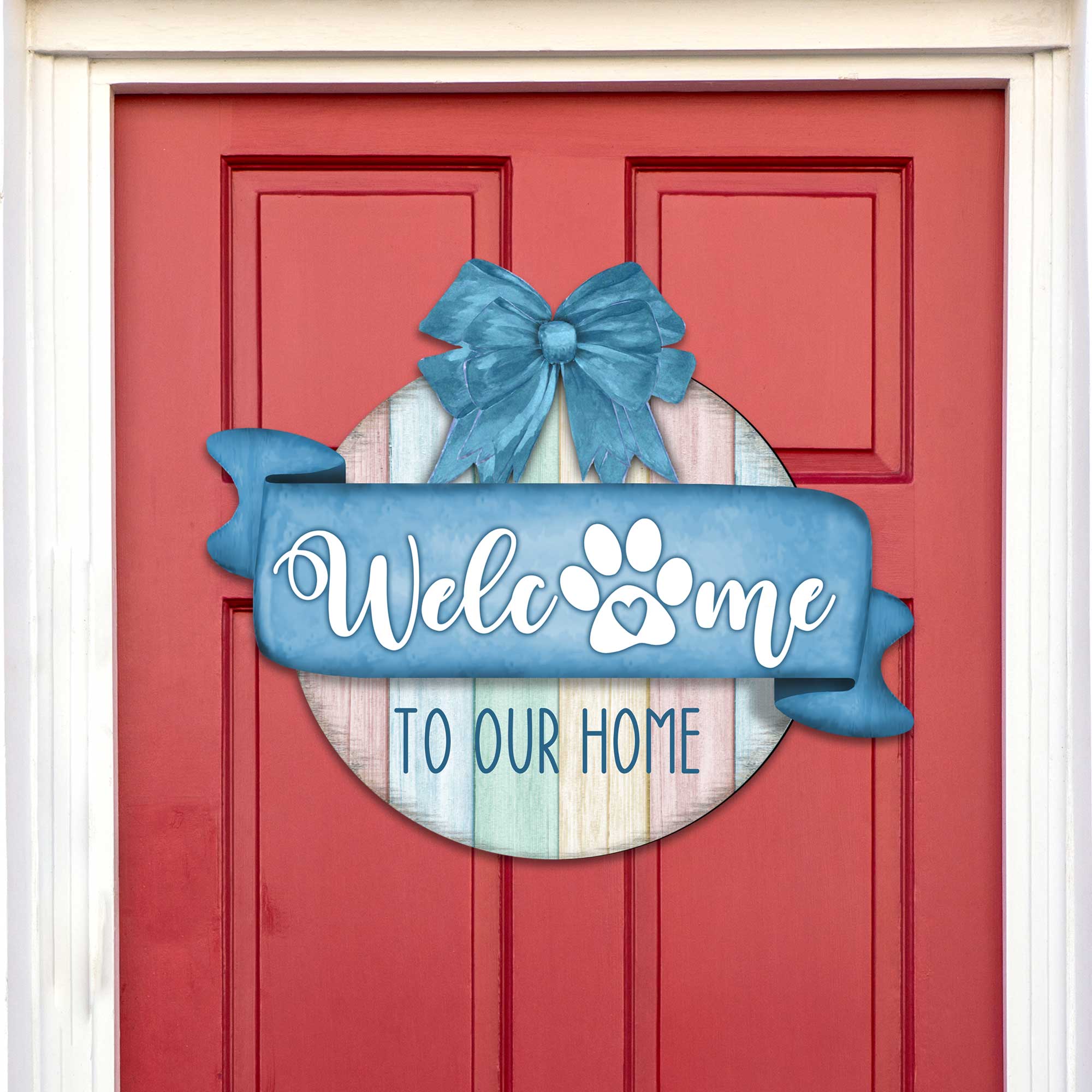 Front door welcome sign | Dog lover porch wreath | Main entrance Welcome sign| Wooden front porch decor - 933102H-0