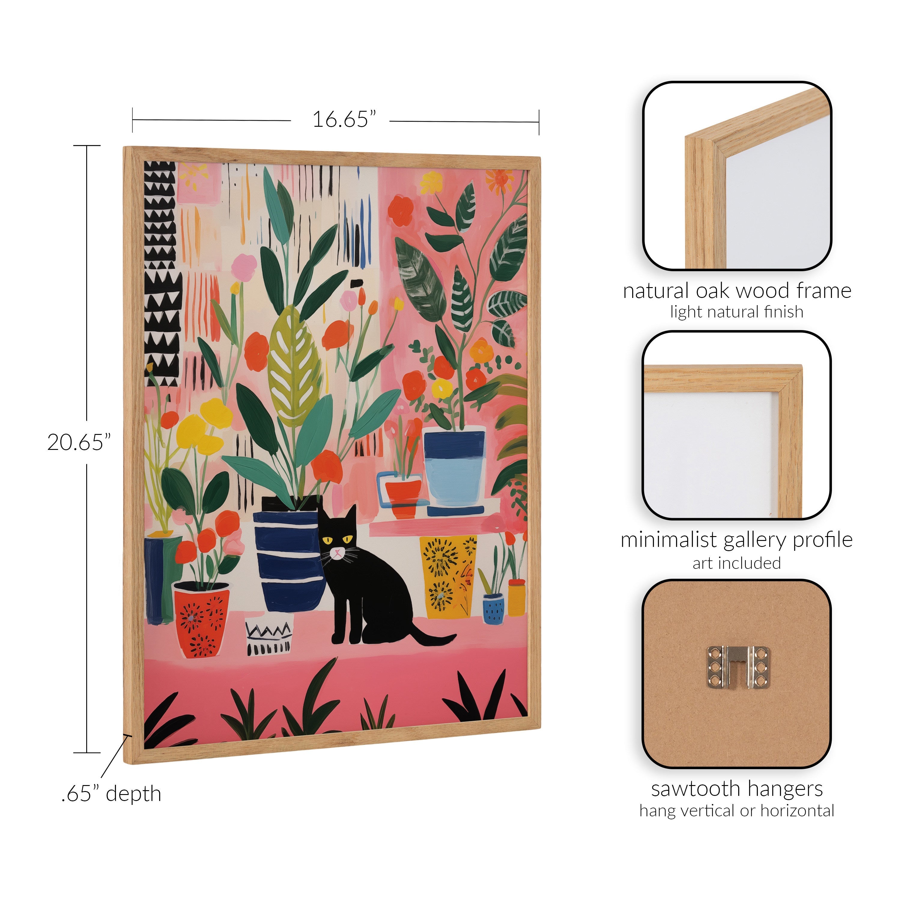 Gallery Whimsical Houseplants and a Black Kitty Cat Print by The Creative Bunch Studio