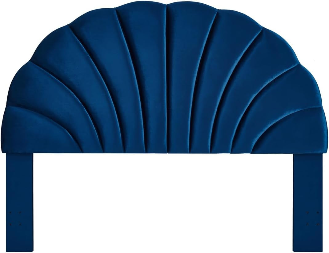 Elegant Crown Design Upholstered Velvet King Headboard