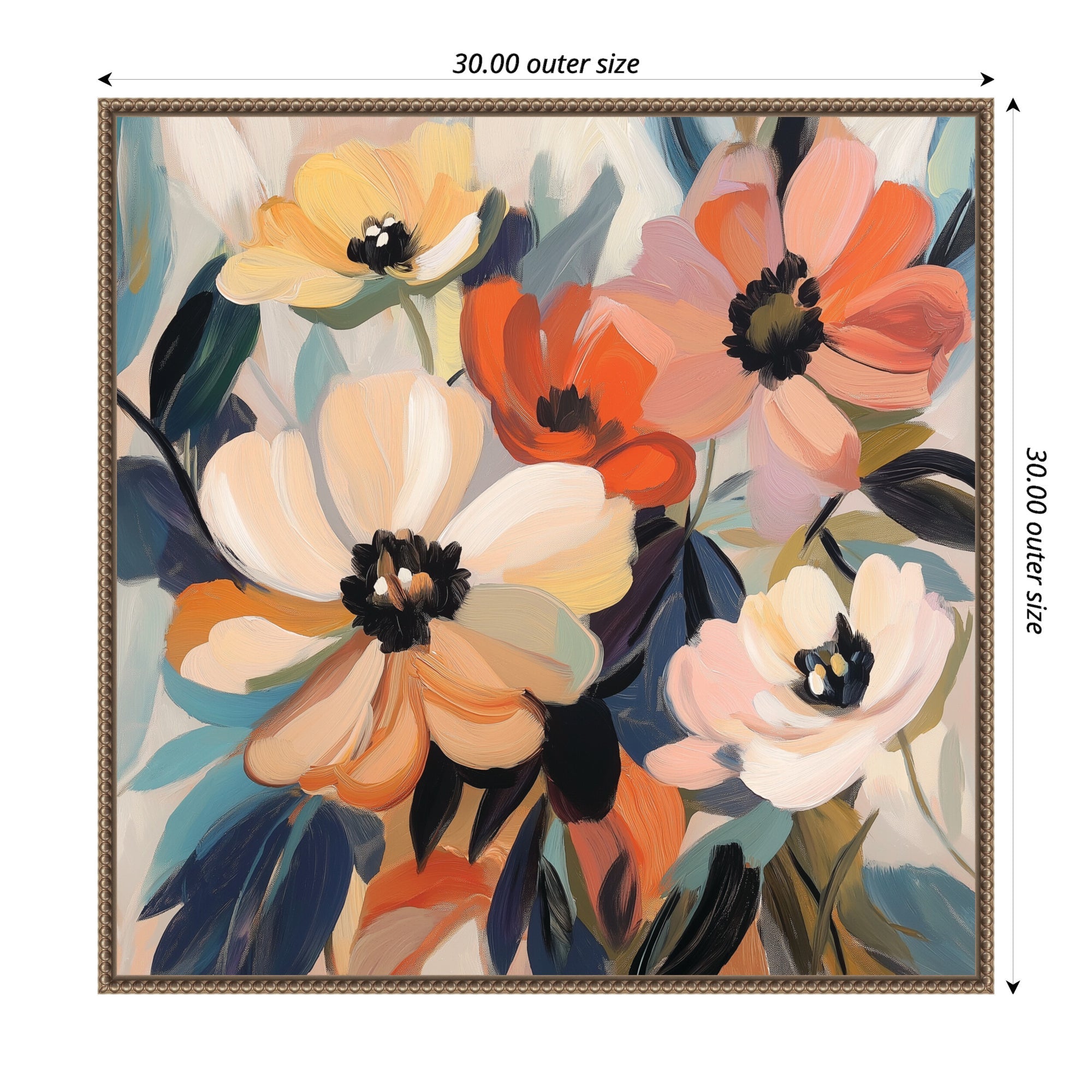 Sylvie Garden Bloom Abstract Bouquet III Framed Canvas by The Creative Bunch Studio