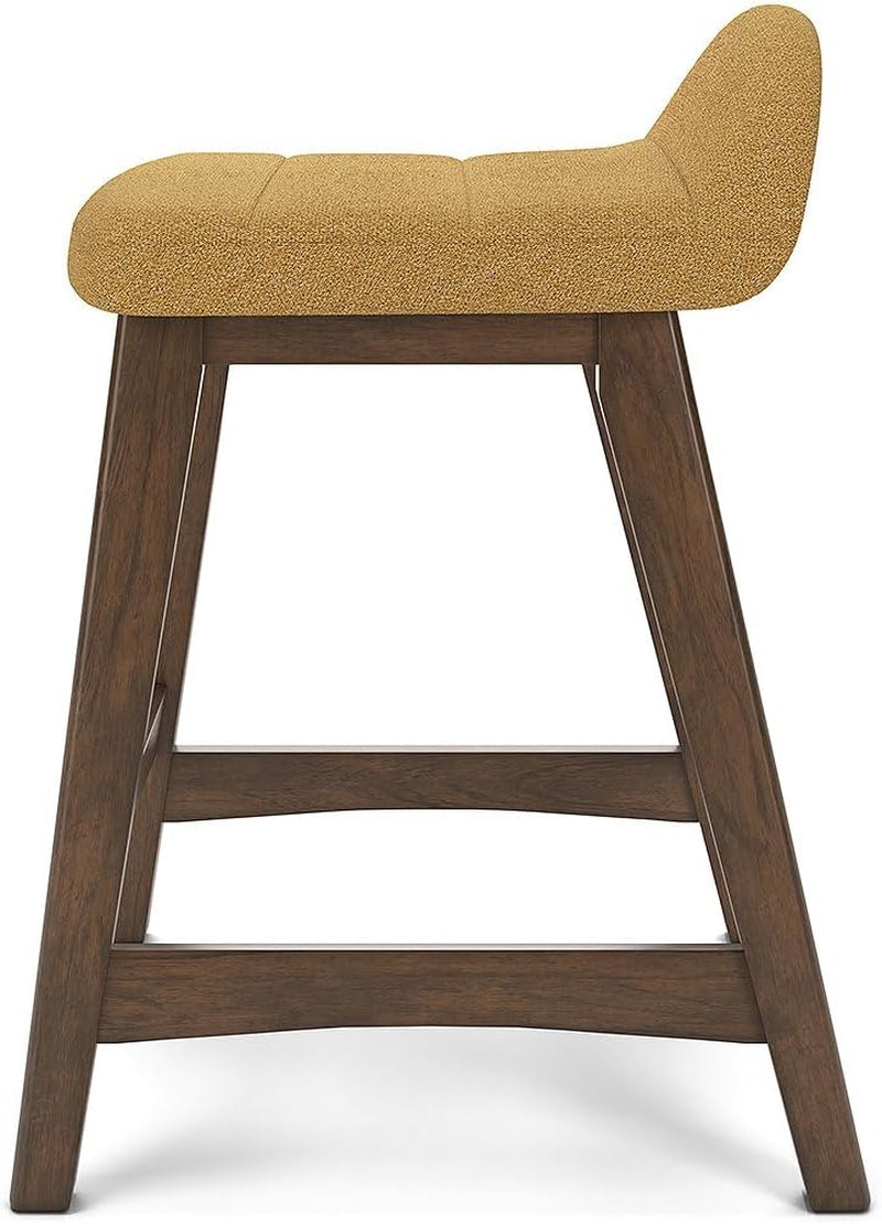 Mustard Brown Upholstered Counter Height Bar Stool Set Of 2