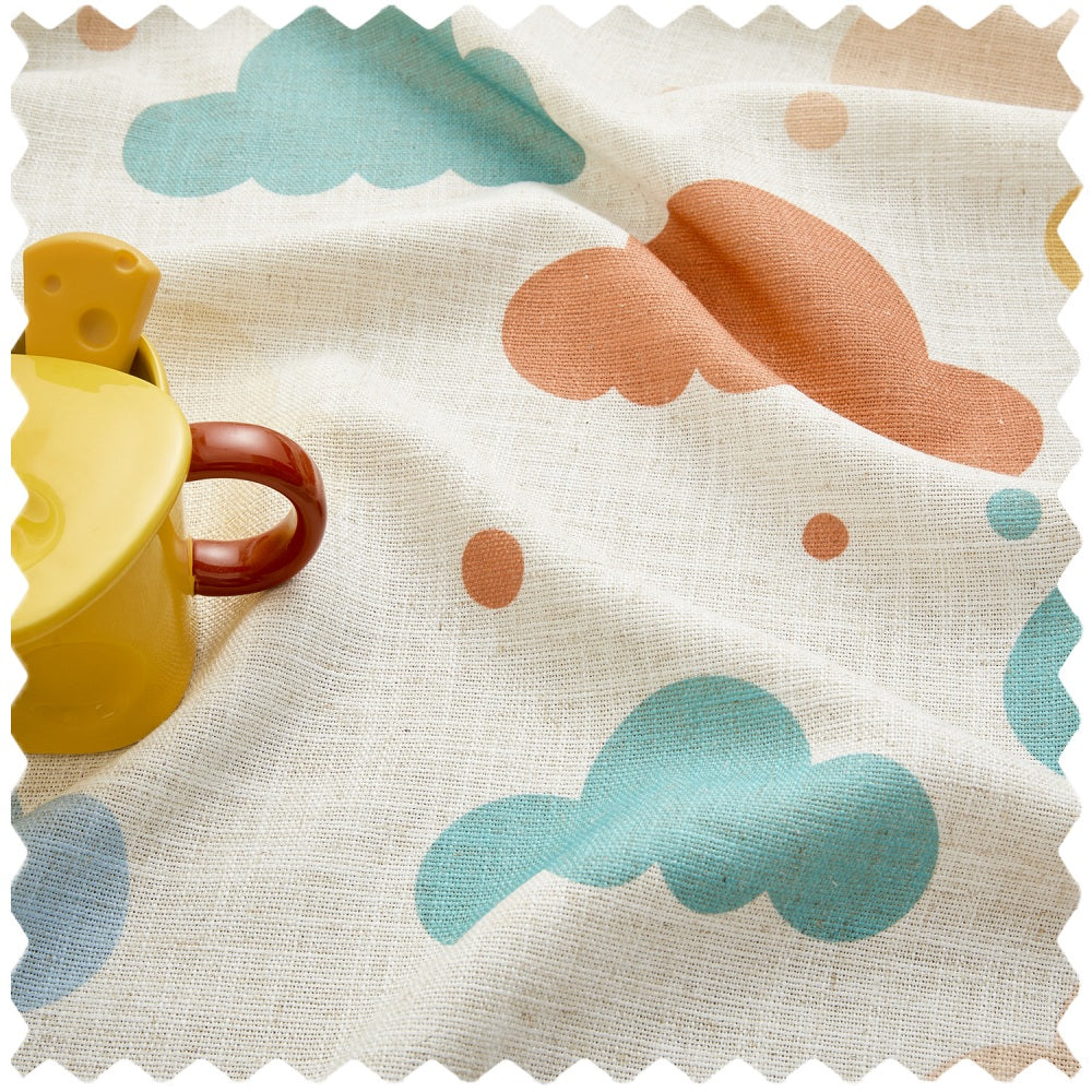 Poppy Colorful Printed Clouds Linen Curtains