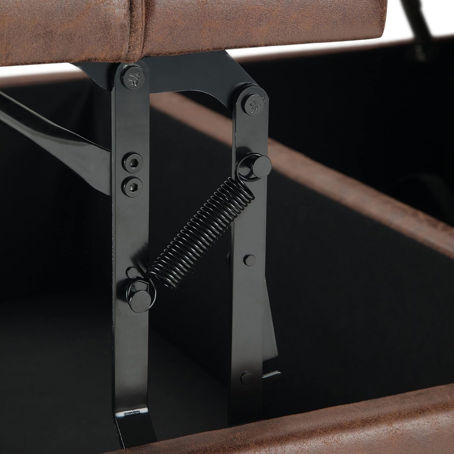 Distressed Umber 36 Inch Storage Ottoman Vegan Faux Leather