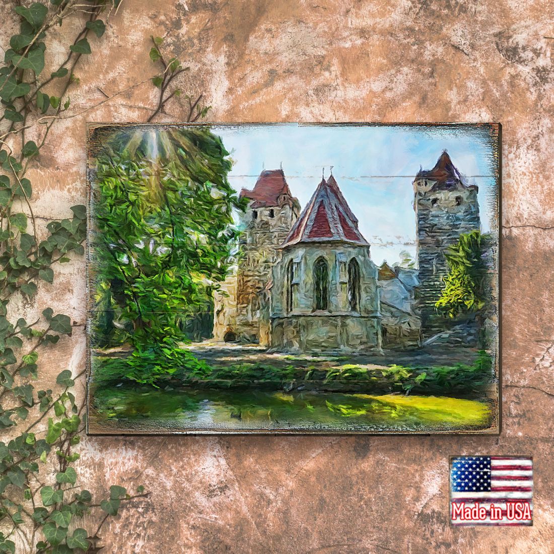 Aleeza Castle Art Wooden Wall Art by Nature Wonders | Nature Wildlife Décor - 95248B-1