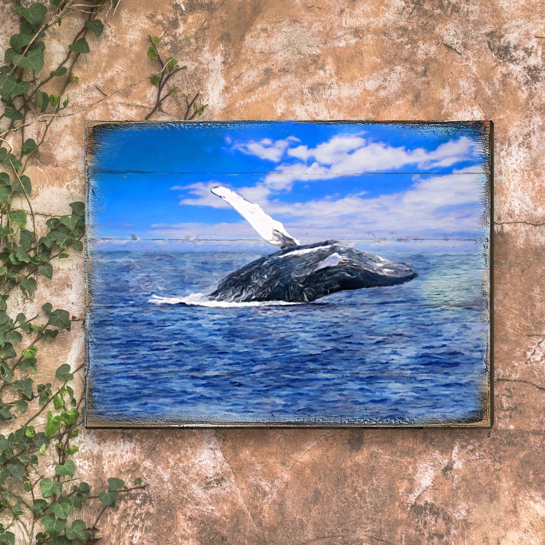 Whale Wood Wooden Coastal Wall Art by Nature Wonders | Coastal Sea-Life Décor - 95257B-1