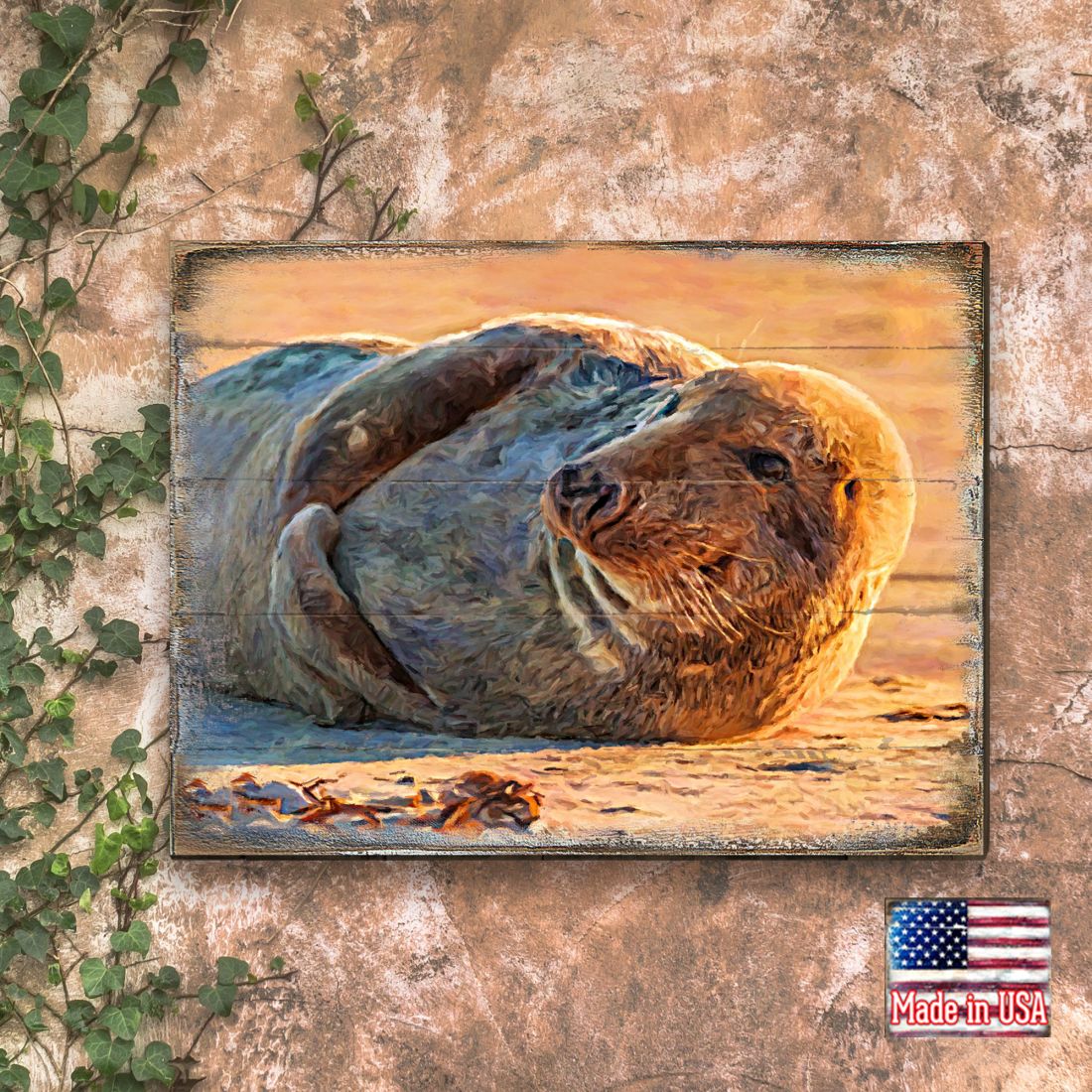 Speier Seal Wood Wooden Coastal Wall Art by Nature Wonders | Coastal Sea-Life Décor - 95260B-1