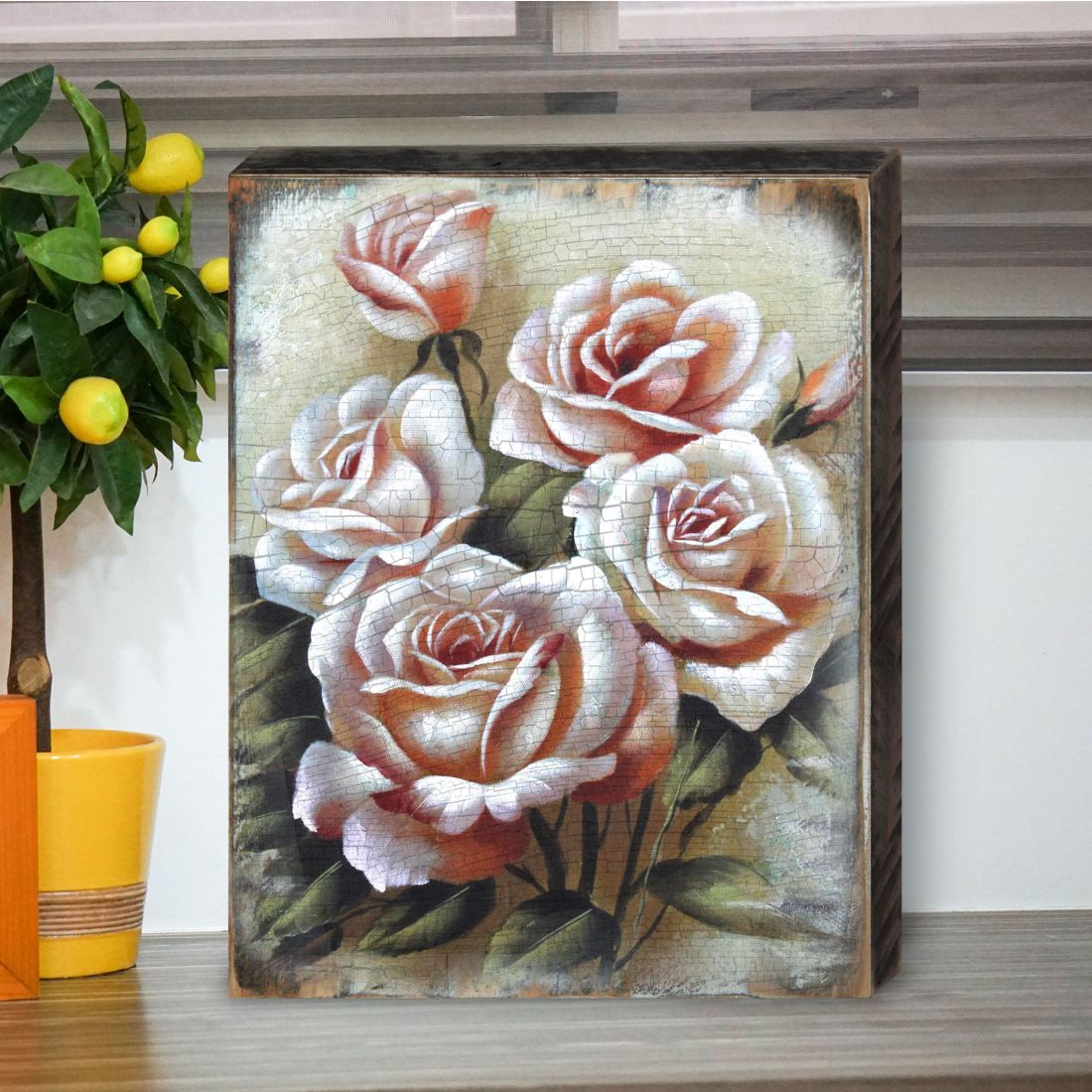 Glennville Rose Art Wooden Wall Art by Nature Wonders | Love Family Kids Décor - 95306B-3