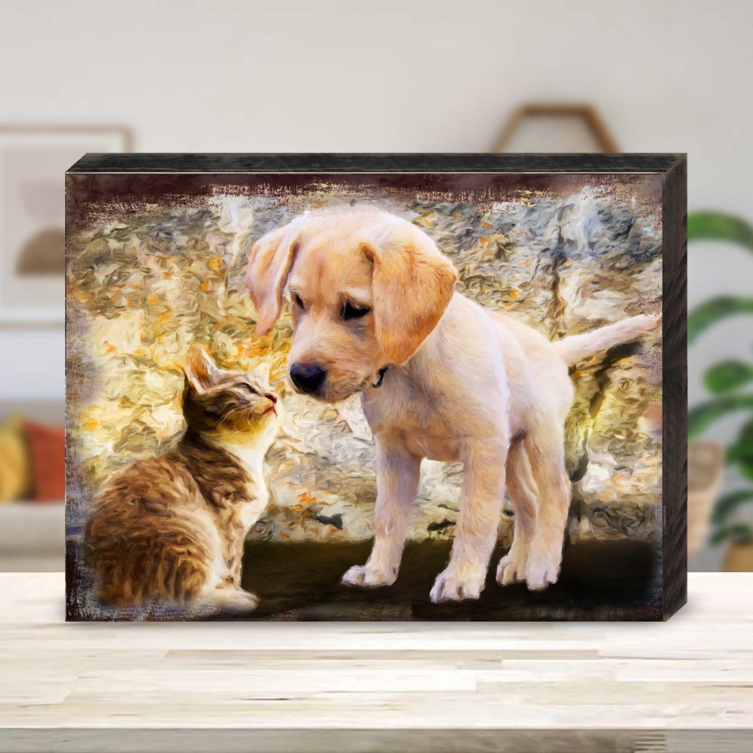 Allene Dog & Cat Art Wooden Wall Art by Nature Wonders | Pets Dog and Cats Décor - 95340B-0