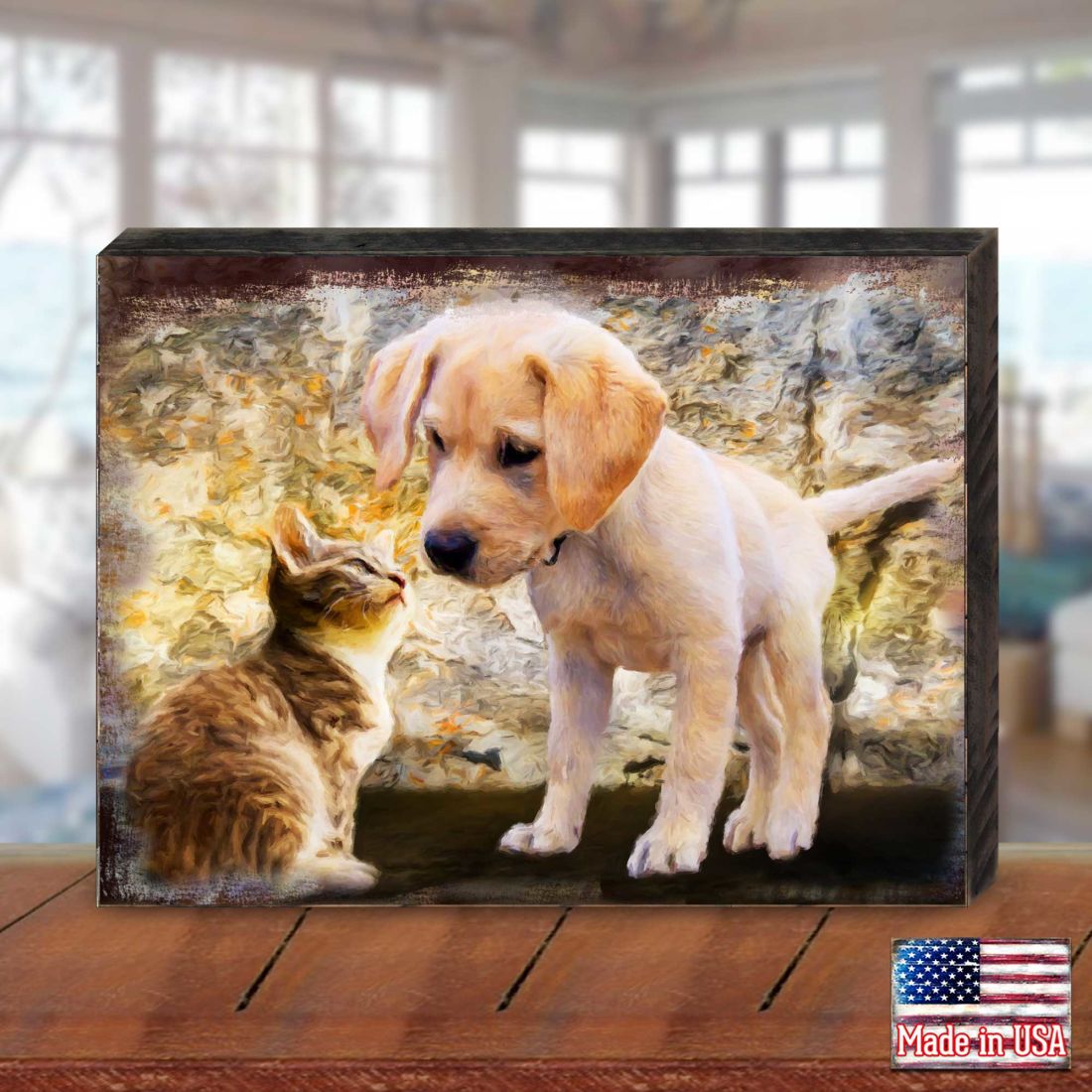 Allene Dog & Cat Art Wooden Wall Art by Nature Wonders | Pets Dog and Cats Décor - 95340B-1