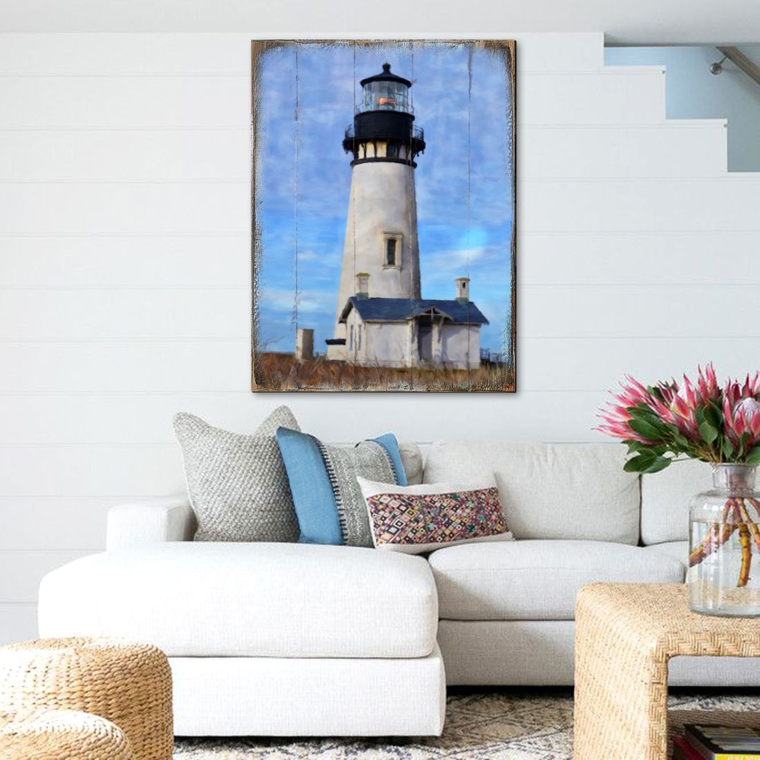 Lighthouse Wooden Coastal Wall Art by Nature Wonders | Coastal Sea-Life Décor - 95368B-0