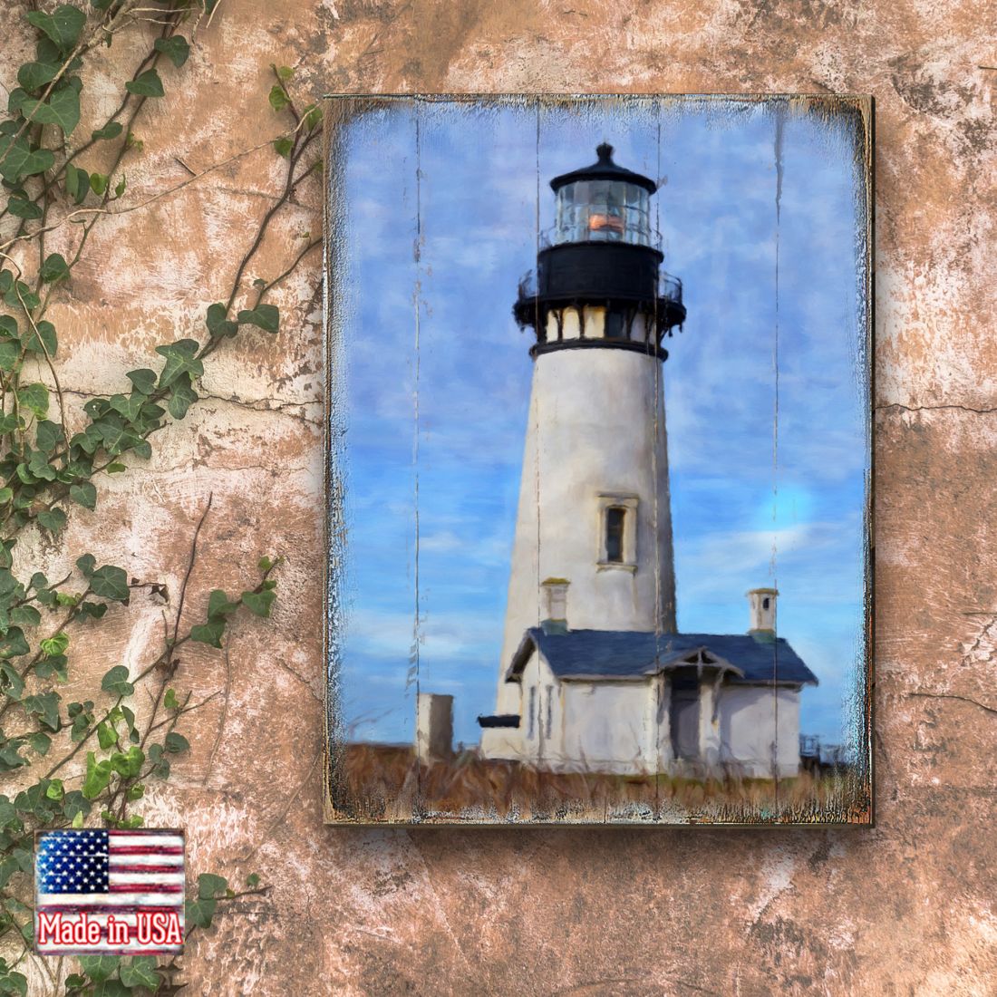 Lighthouse Wooden Coastal Wall Art by Nature Wonders | Coastal Sea-Life Décor - 95368B-1