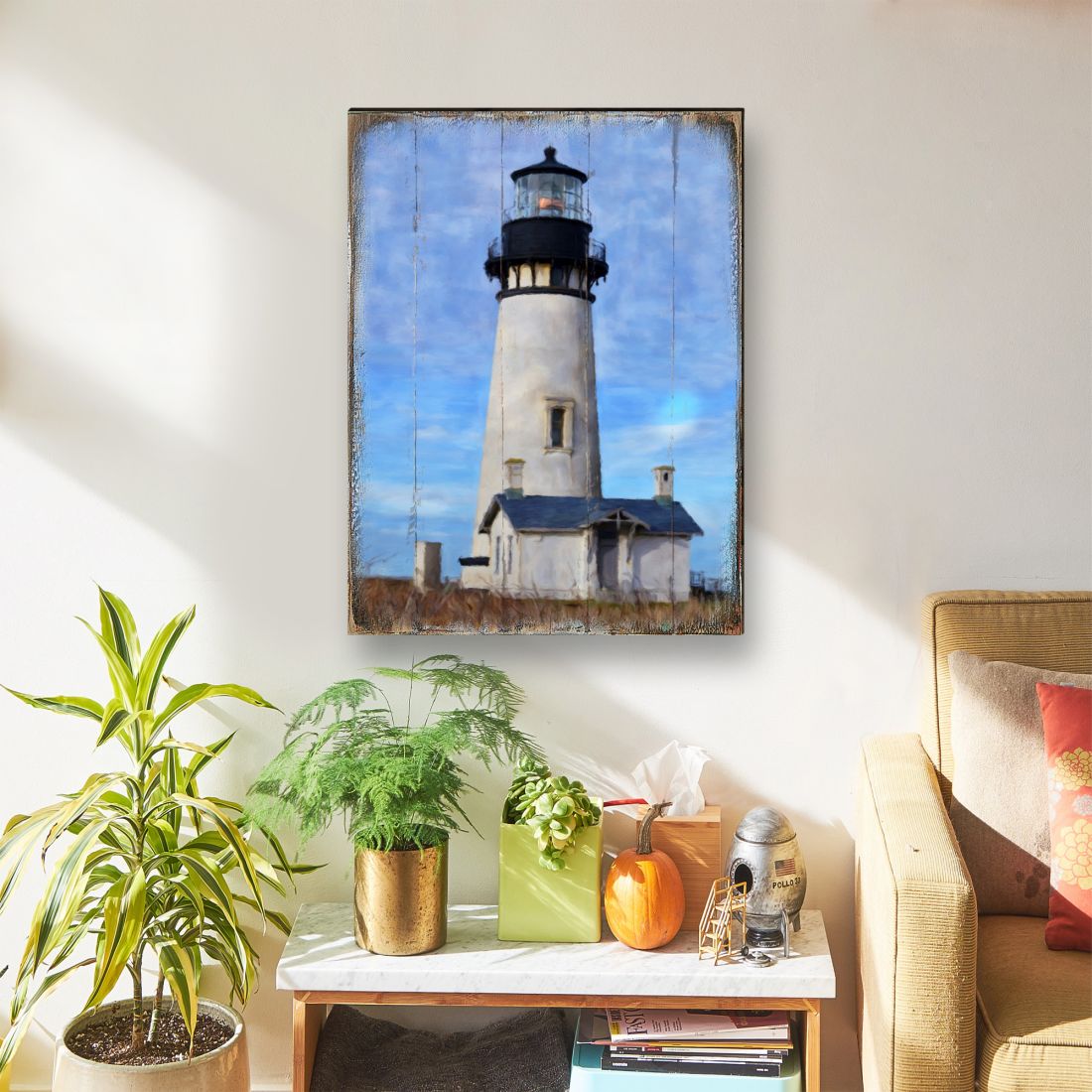 Lighthouse Wooden Coastal Wall Art by Nature Wonders | Coastal Sea-Life Décor - 95368B-2