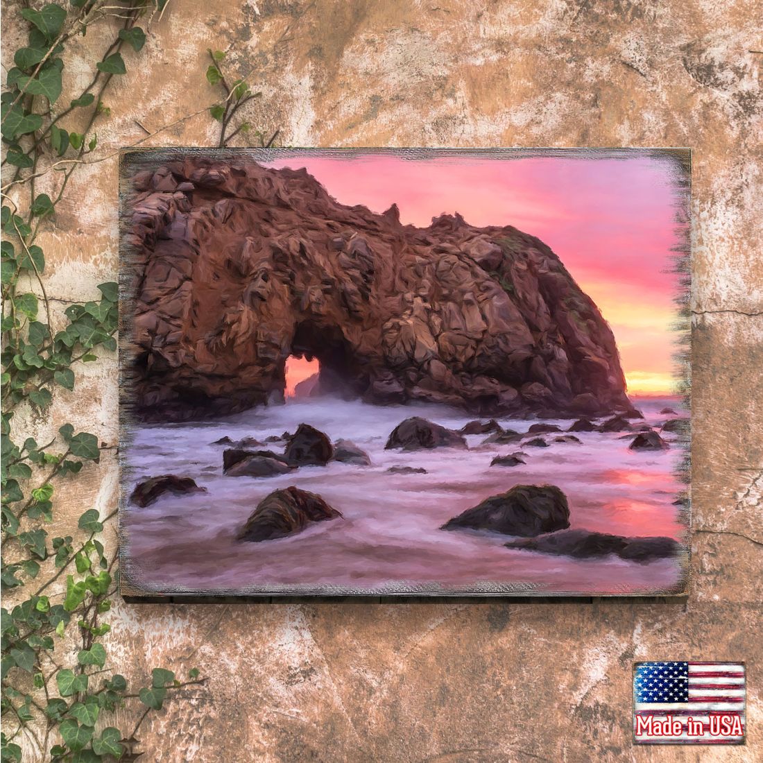 Ocean Sunset Art Wooden Wall Art by Nature Wonders | Nature Wildlife Décor  - 95403B-1