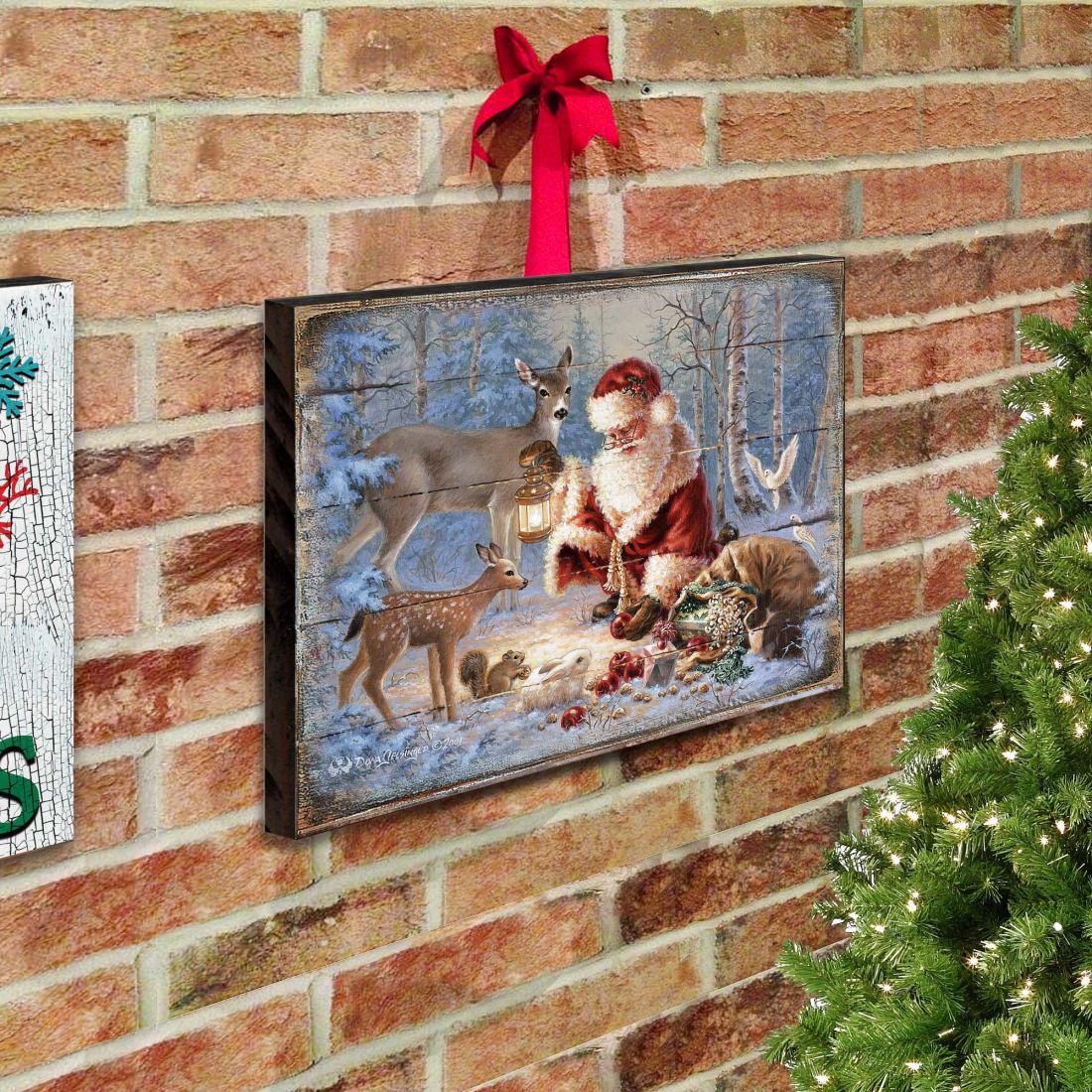 Abundance of Joy Art Wooden Wall Art by D. Gelsinger | Christmas Santa Snowman Décor - 95601B-0104-2