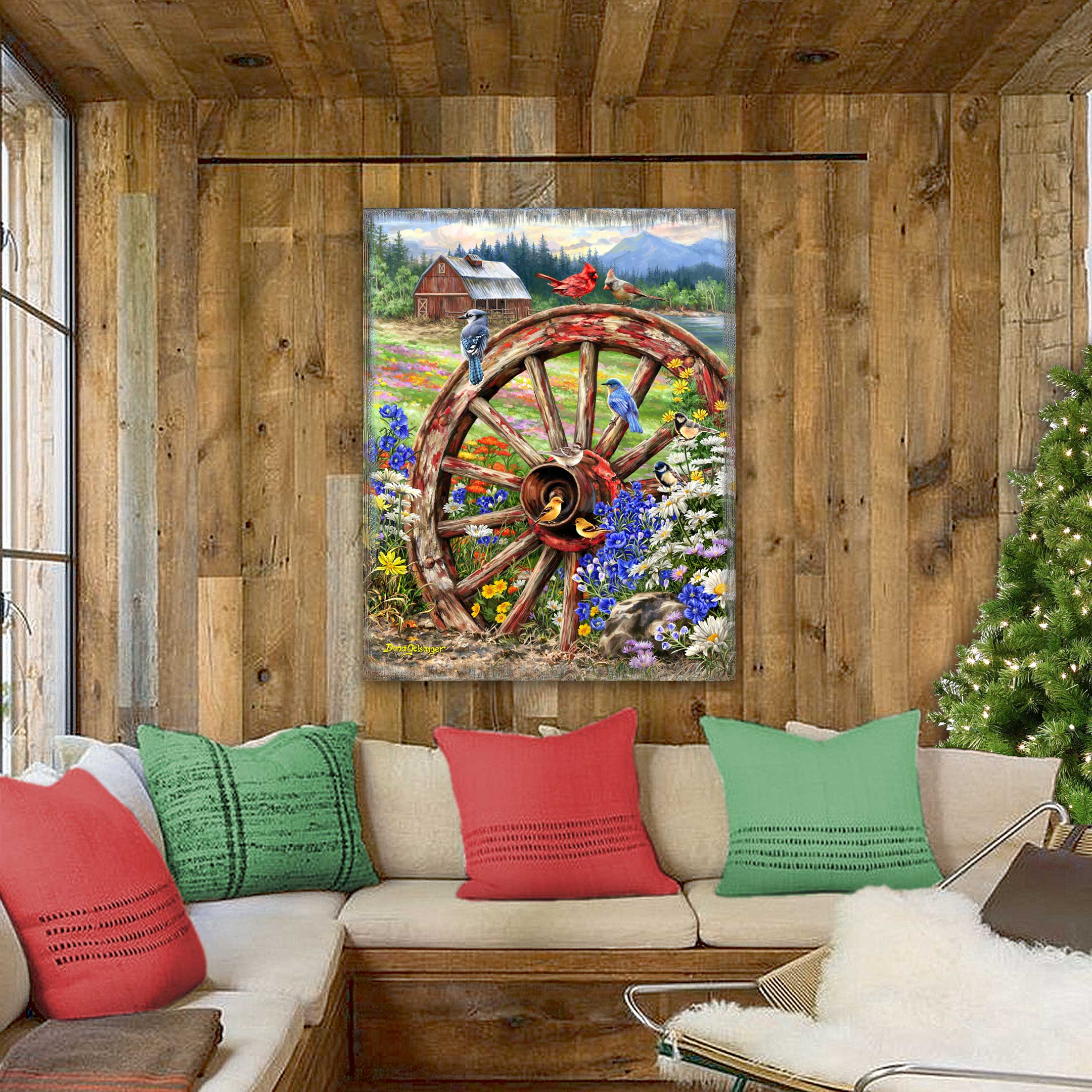 The Wagon Wheel Wooden Wall Art by D. Gelsinger | Family Love Décor - 95682B-DG-1