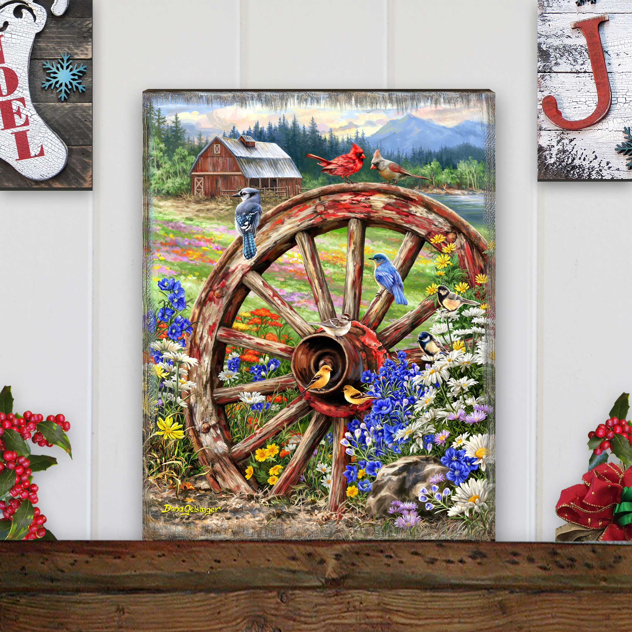 The Wagon Wheel Wooden Wall Art by D. Gelsinger | Family Love Décor - 95682B-DG-0