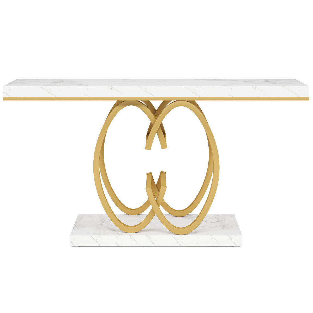 Luxurious 55" Faux Marble Console Table