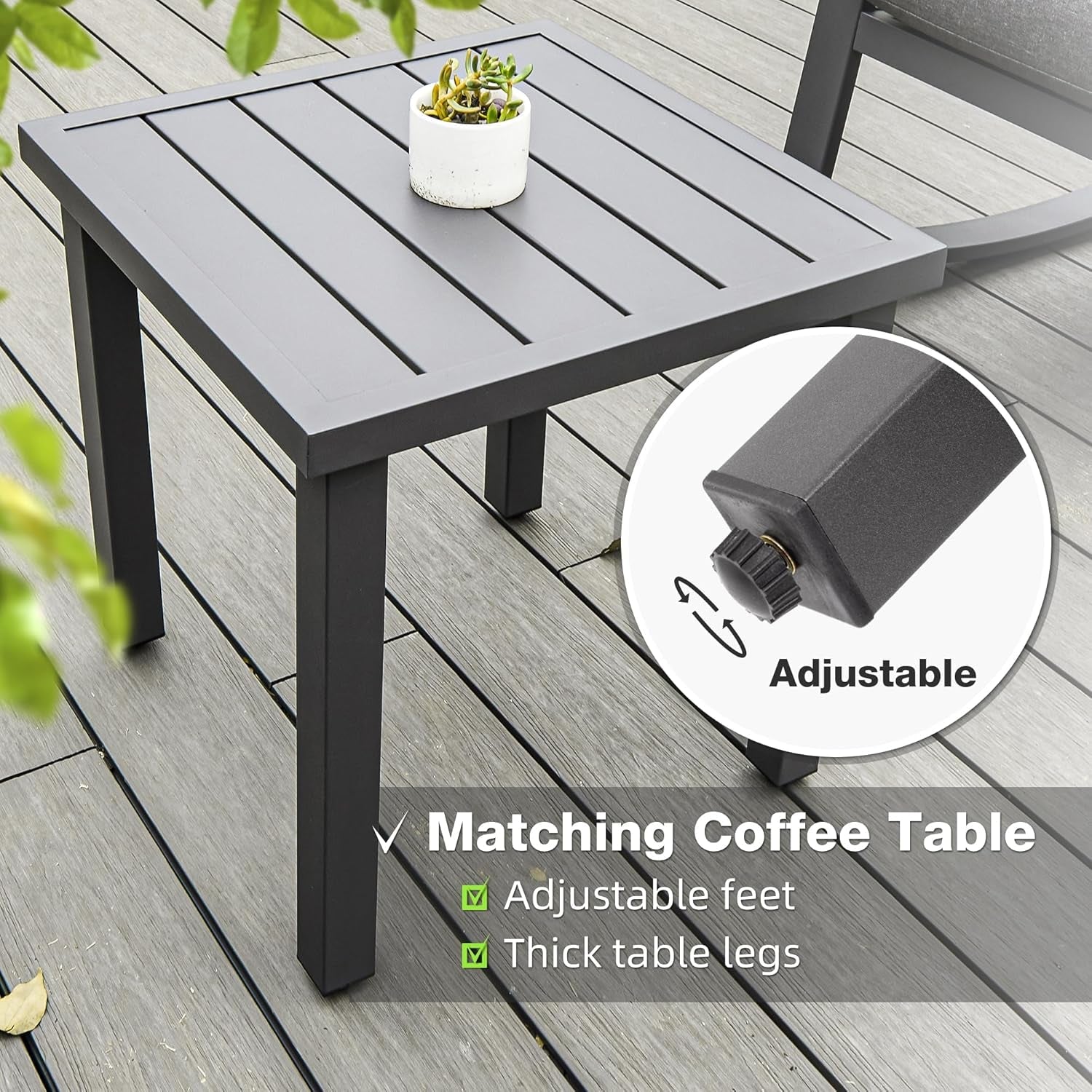 Outdoor Patio Rocking Chair Set With Coffee Table