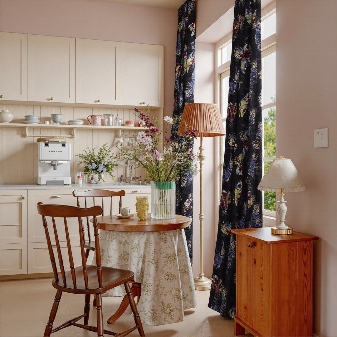 Olivia Colored Butterflies Jacquard Curtains