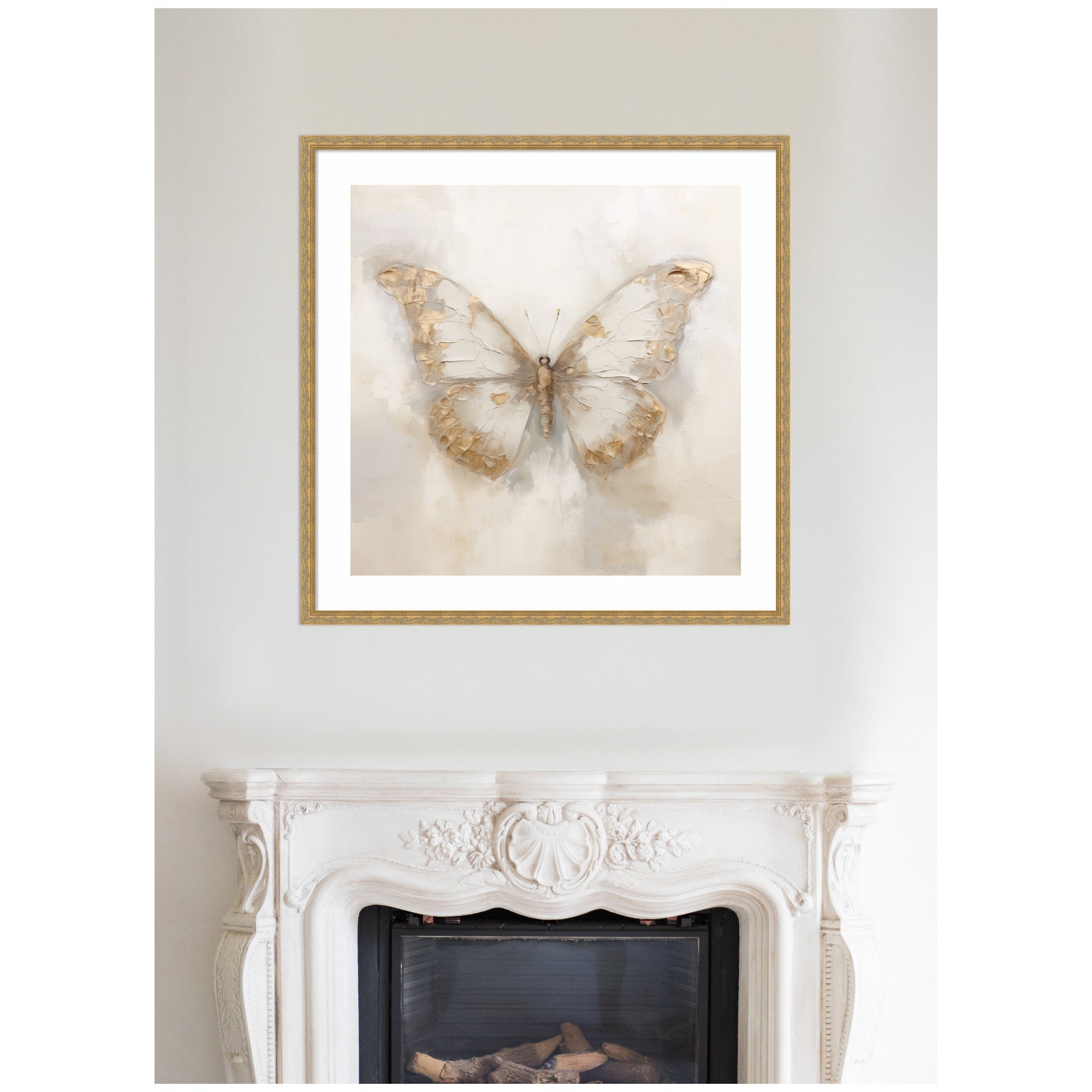 Framed Art Butterfly Neutral 2 by The Creative Bunch Studio