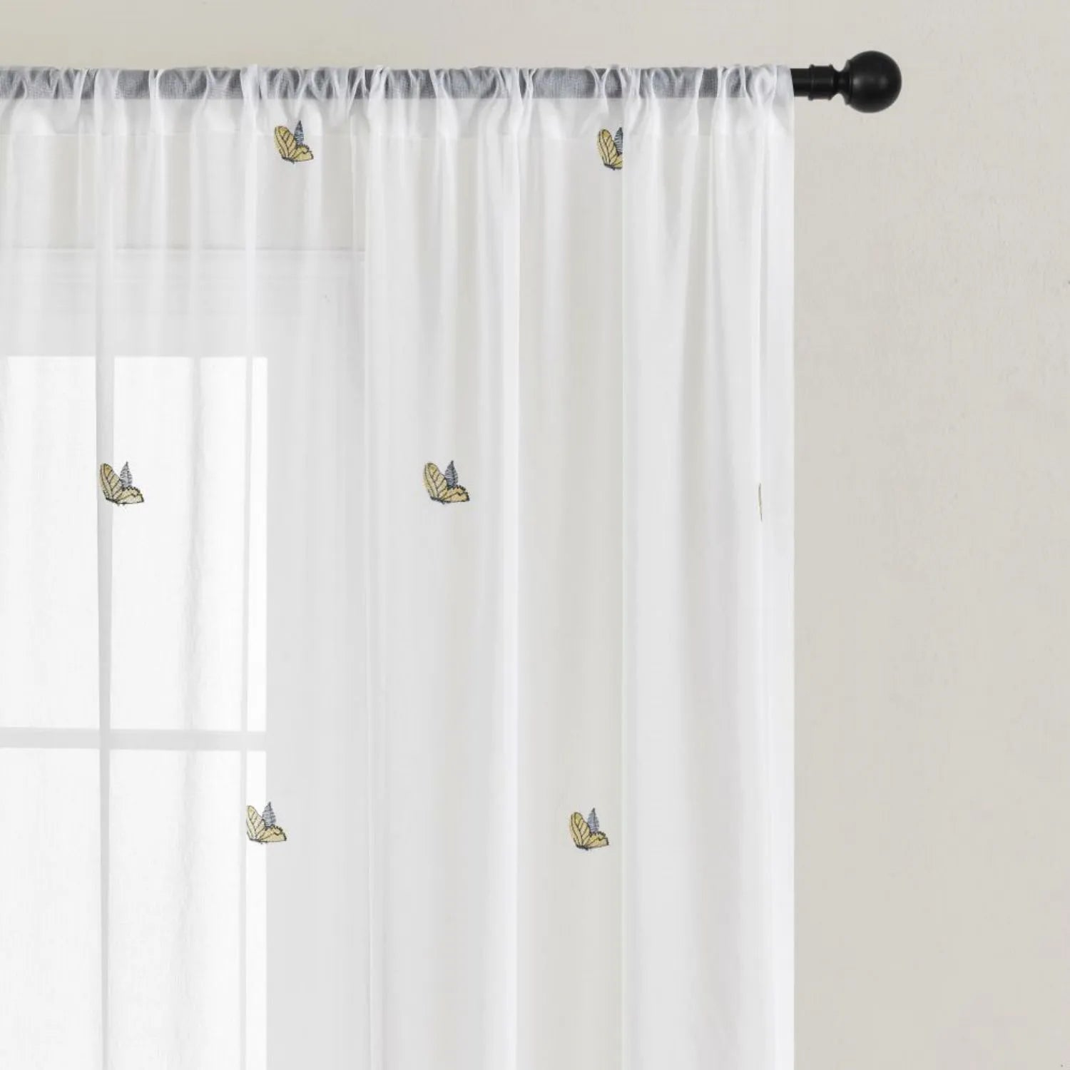 Sunny Floral Embroidered Sheer Curtains